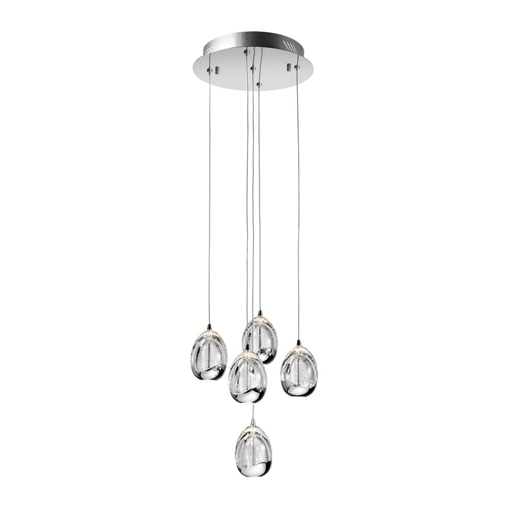 Chrome Bubble Crystal 5-Light LED Globe Pendant