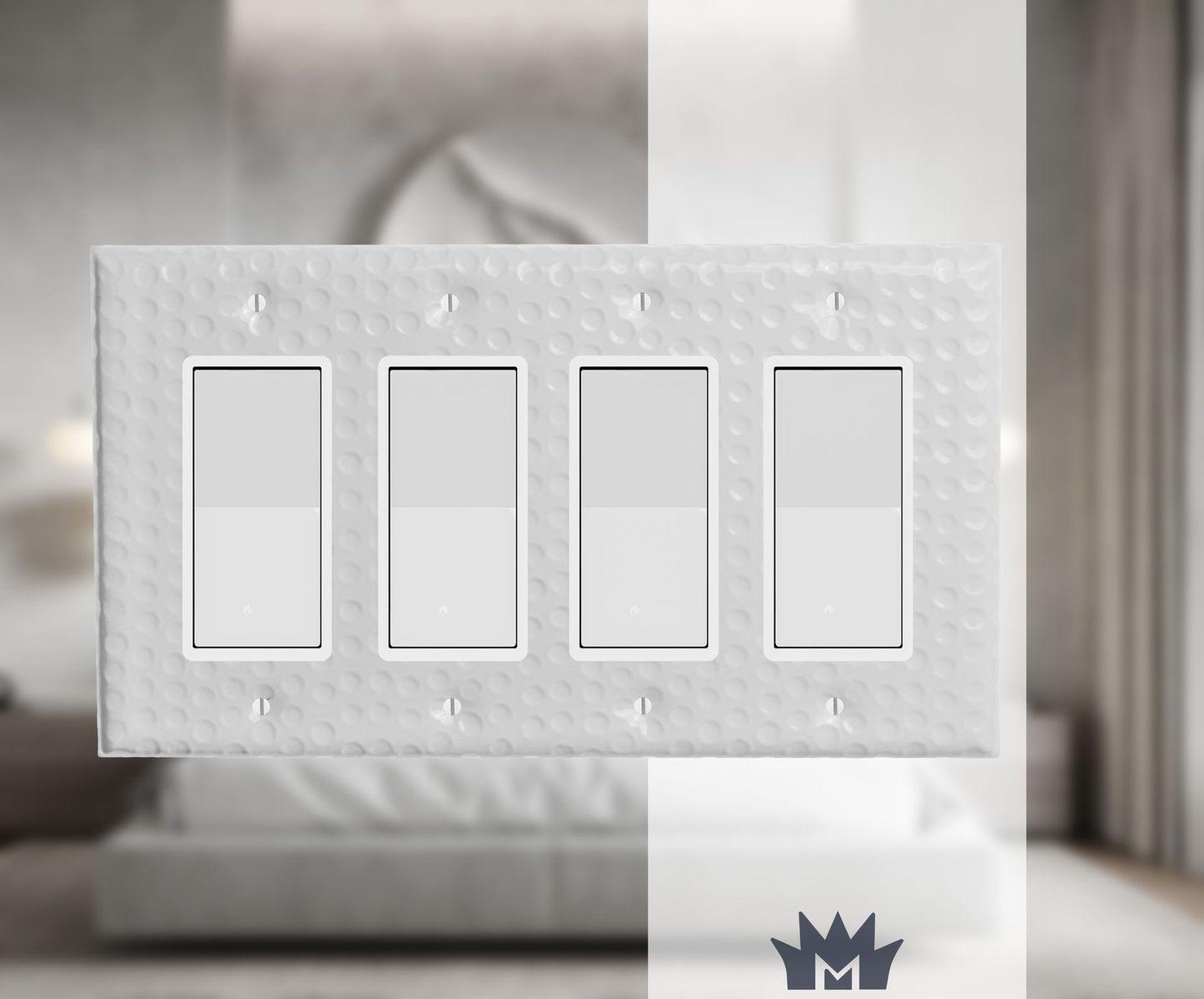 Monarch Abode Hand Hammered 4-Gang Rocker Light Switch Standard Wall Plate