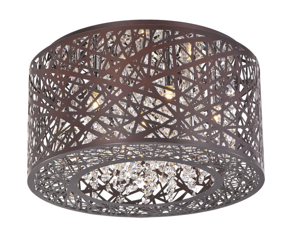 ET2 E21300-10BZ Inca 7 Light Bronze Flush Mount Ceiling Light in Without Bulb, Cognac - 16 in.