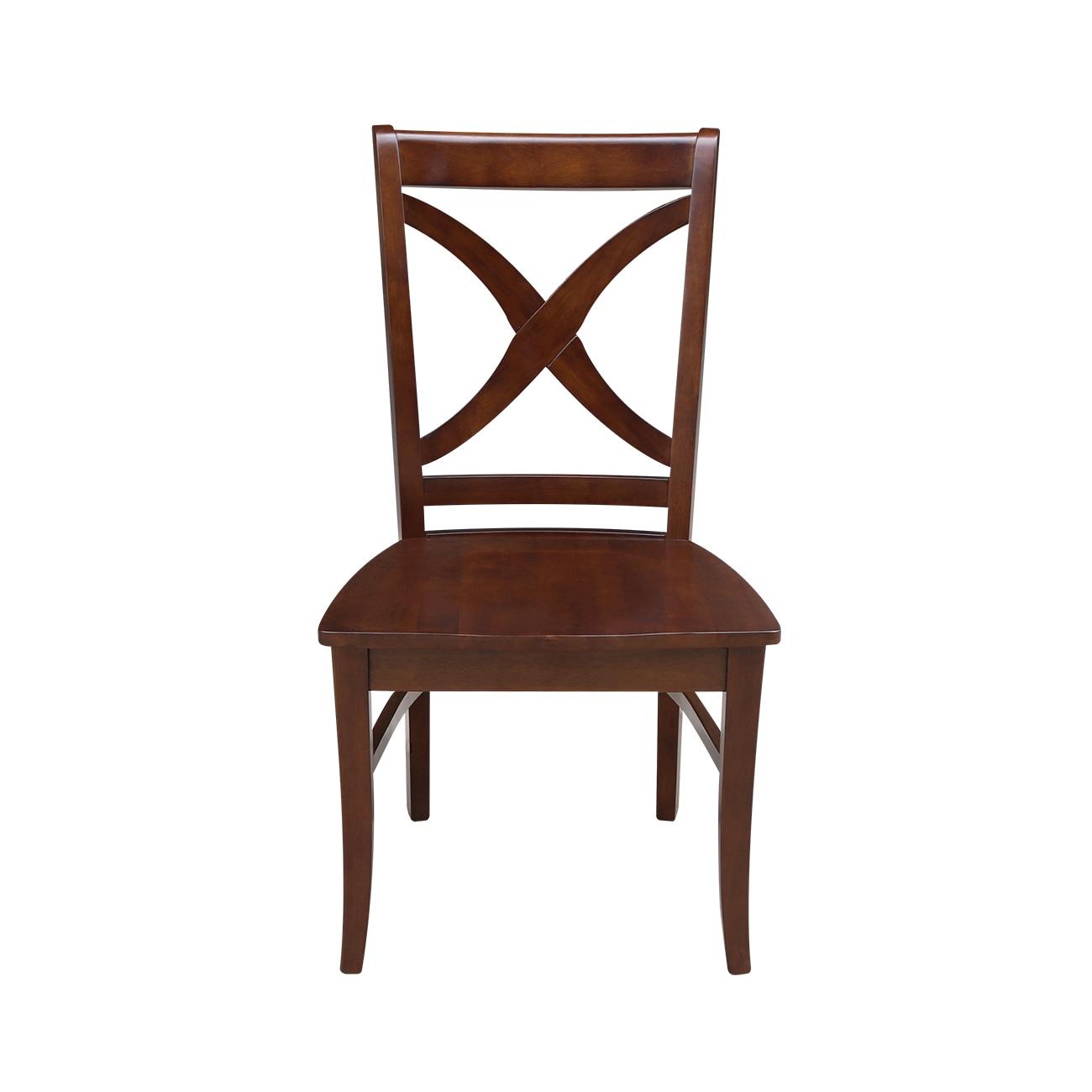 Set of 2 Vineyard Curved X-Back Chairs Espresso - International Concepts: Hardwood Frame, 250lb Capacity