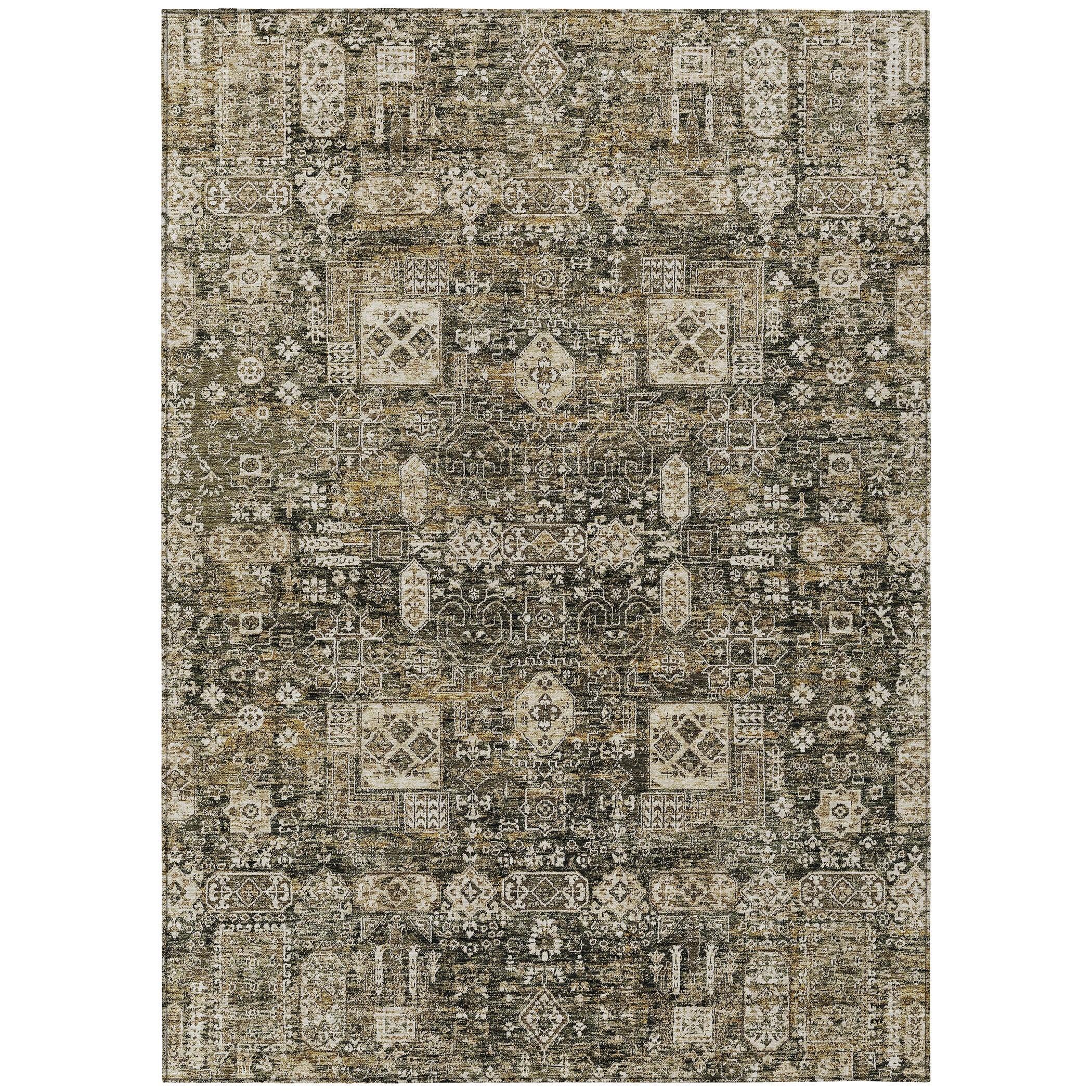 Coffee Flat Woven Synthetic Rectangular Washable Rug