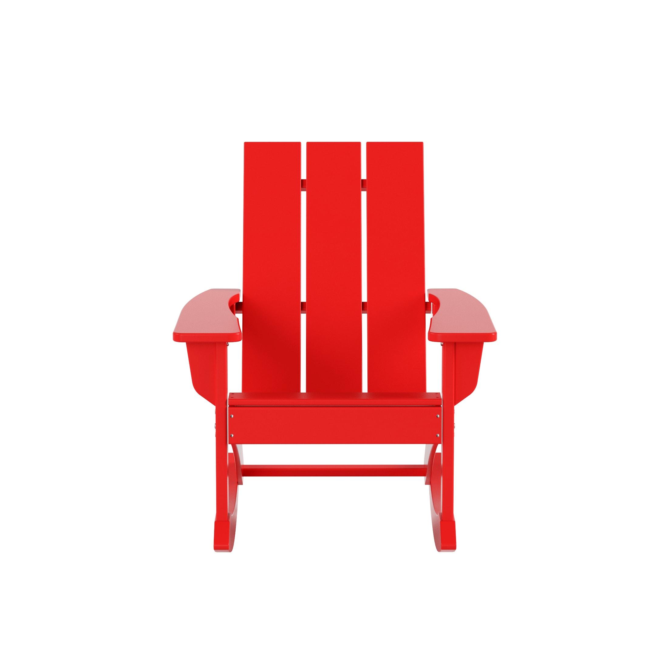 Polytrends  Shoreside Modern Eco-Friendly All Weather Poly Adirondack Rocking Chair Red