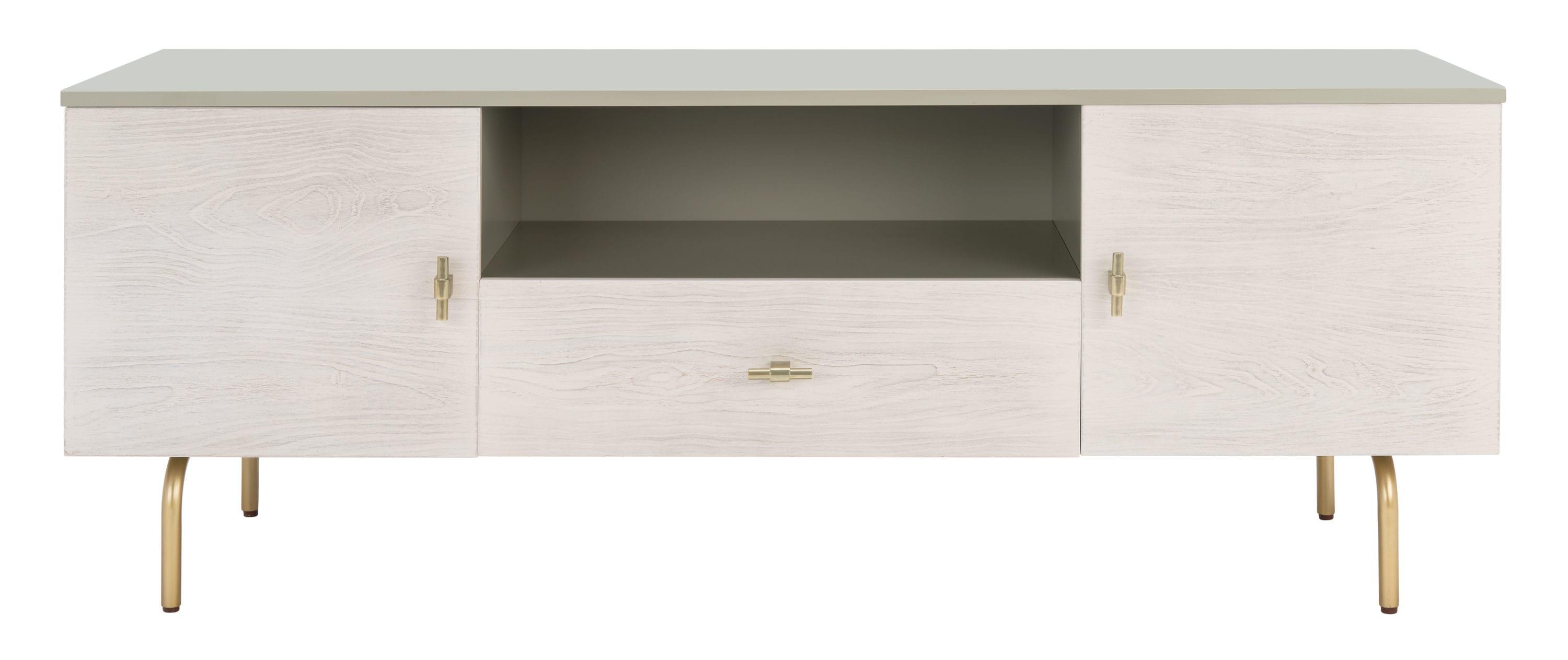 SAFAVIEH Genevieve Modern Storage TV Stand, Grey/White Washed (54 in. W x 15.7 in. D x 19.7 in. H)