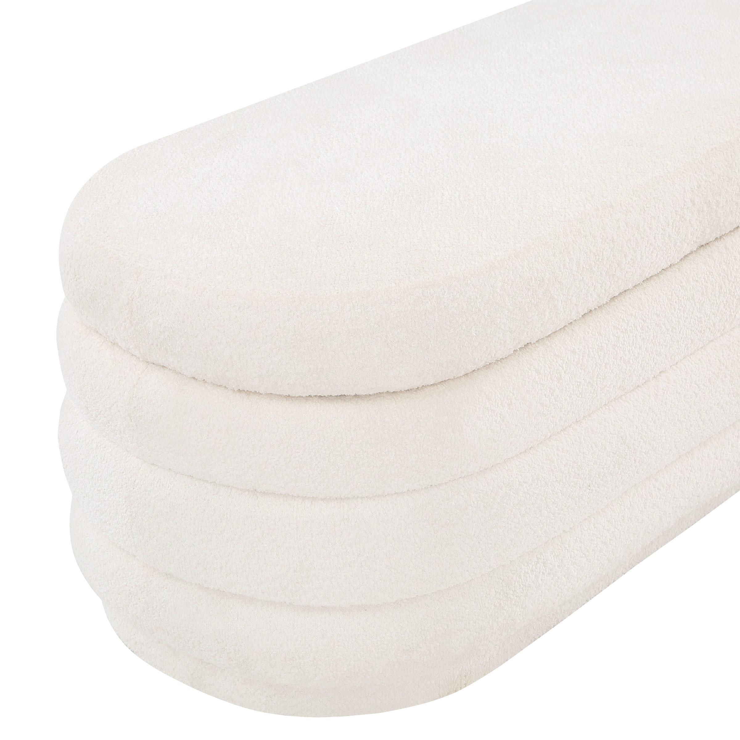 Clifford Storage Bench- White Fabric Snow Sherpa