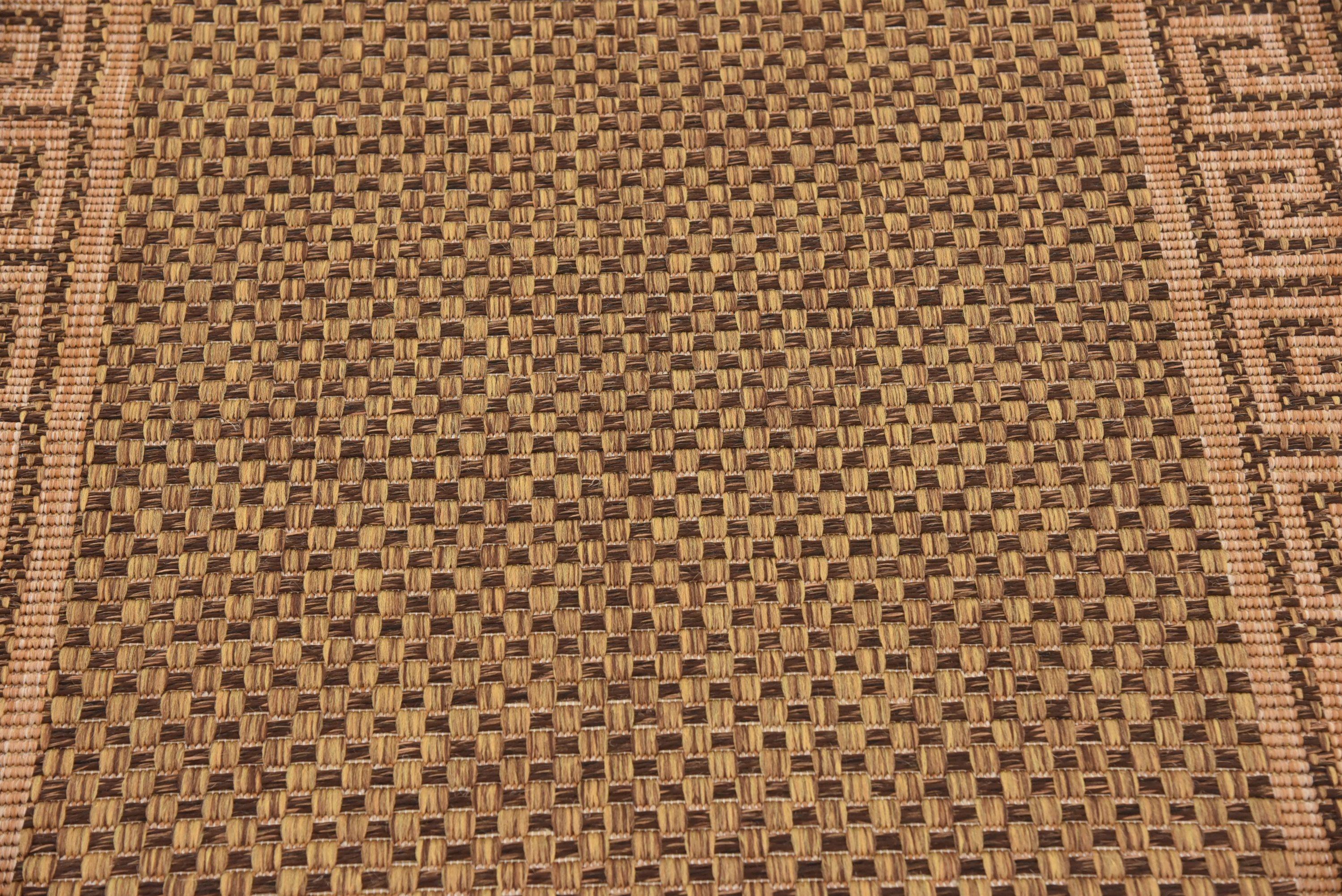 Unique Loom 3' 3 x 5' 1 Brown Outdoor Border Greek Key Area Rug
