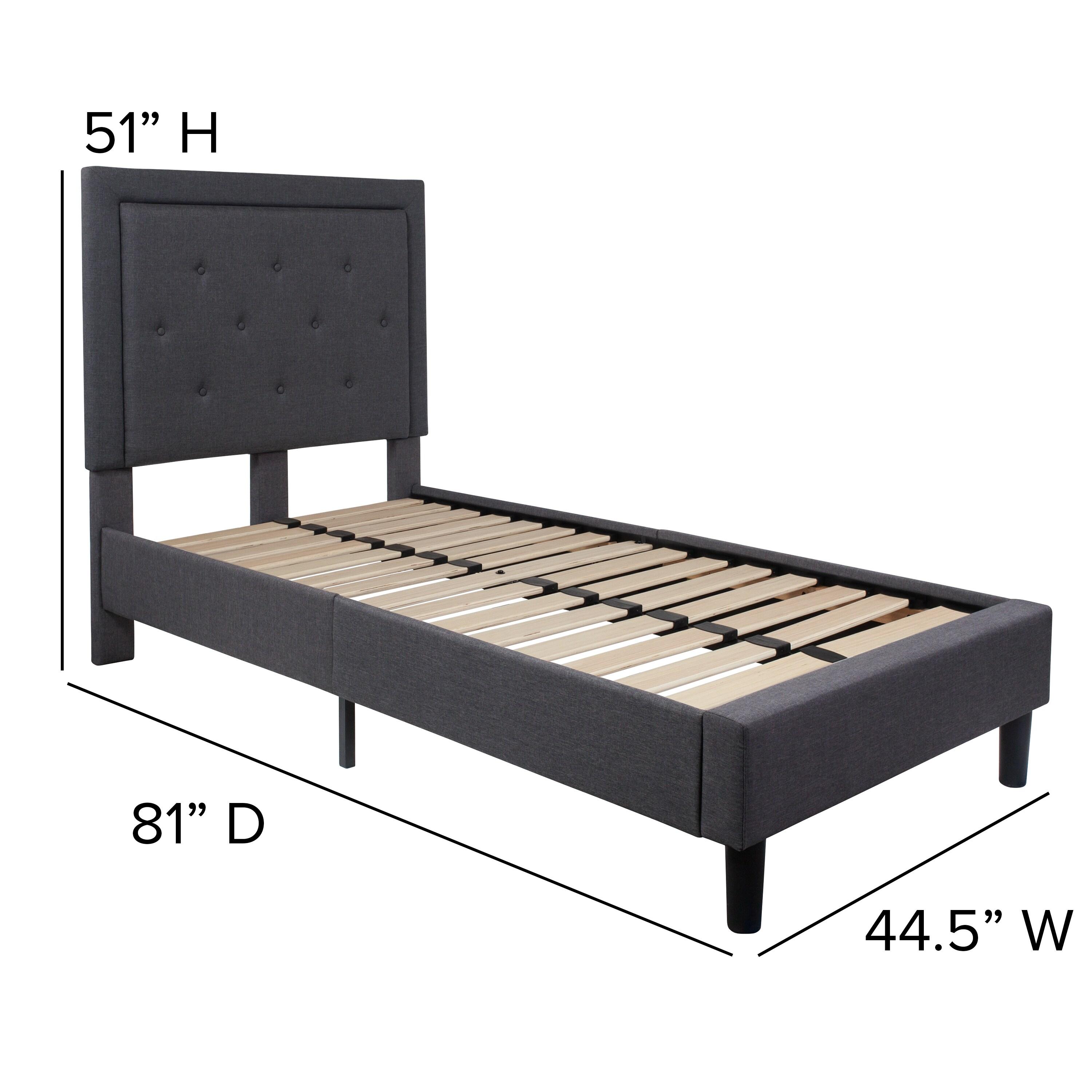 Flash Furniture Roxbury Twin Size Tufted Upholstered Platform Bed in Dark Gray Fabric