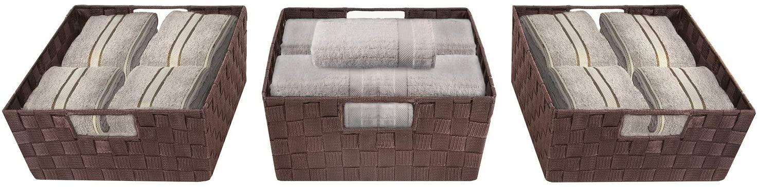Sorbus Sorbus Stackable Wicker Tote Woven Basket with Handles 3 Pack
