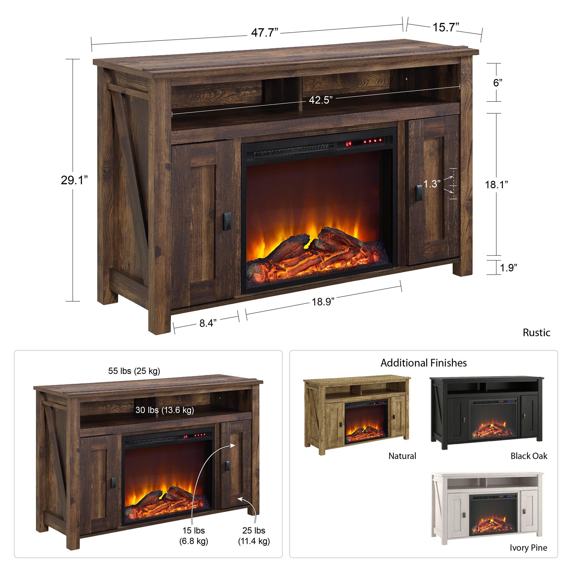 Ameriwood Home Farmington Electric Fireplace Space Heater TV Console for TVs up to 50", Rustic