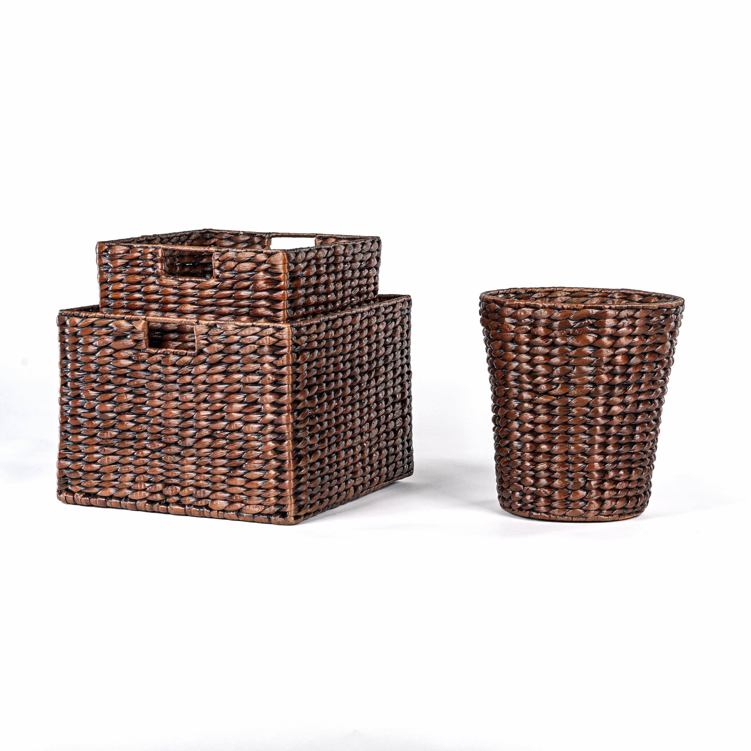 Traditional Assorted Hand-Woven Hyacinth/Iron Baskets (Set of 10)