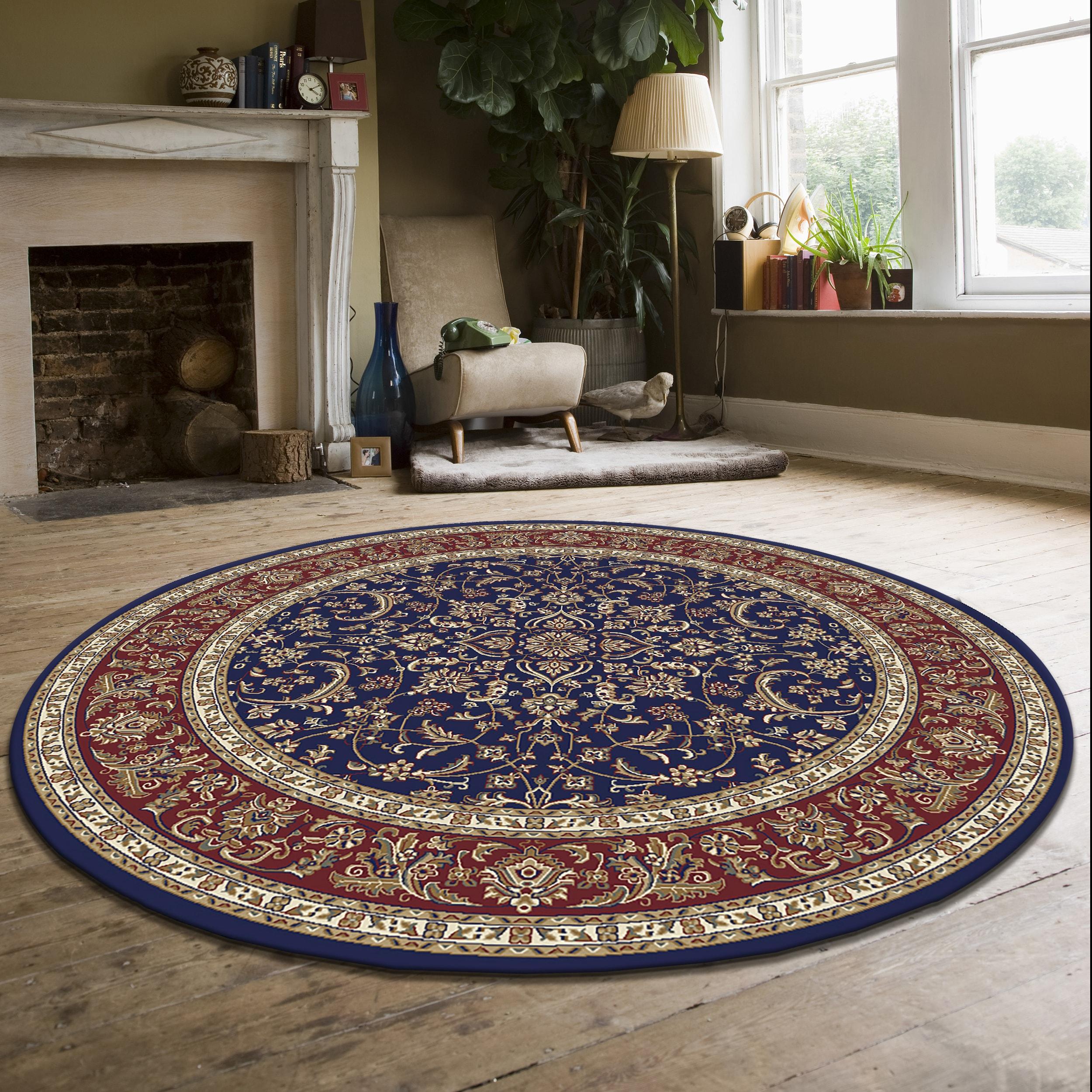 Radici Usa Noble Area Rug 1318 Traditional Navy Bordered Medallion 5' 3" x 5' 3" Round