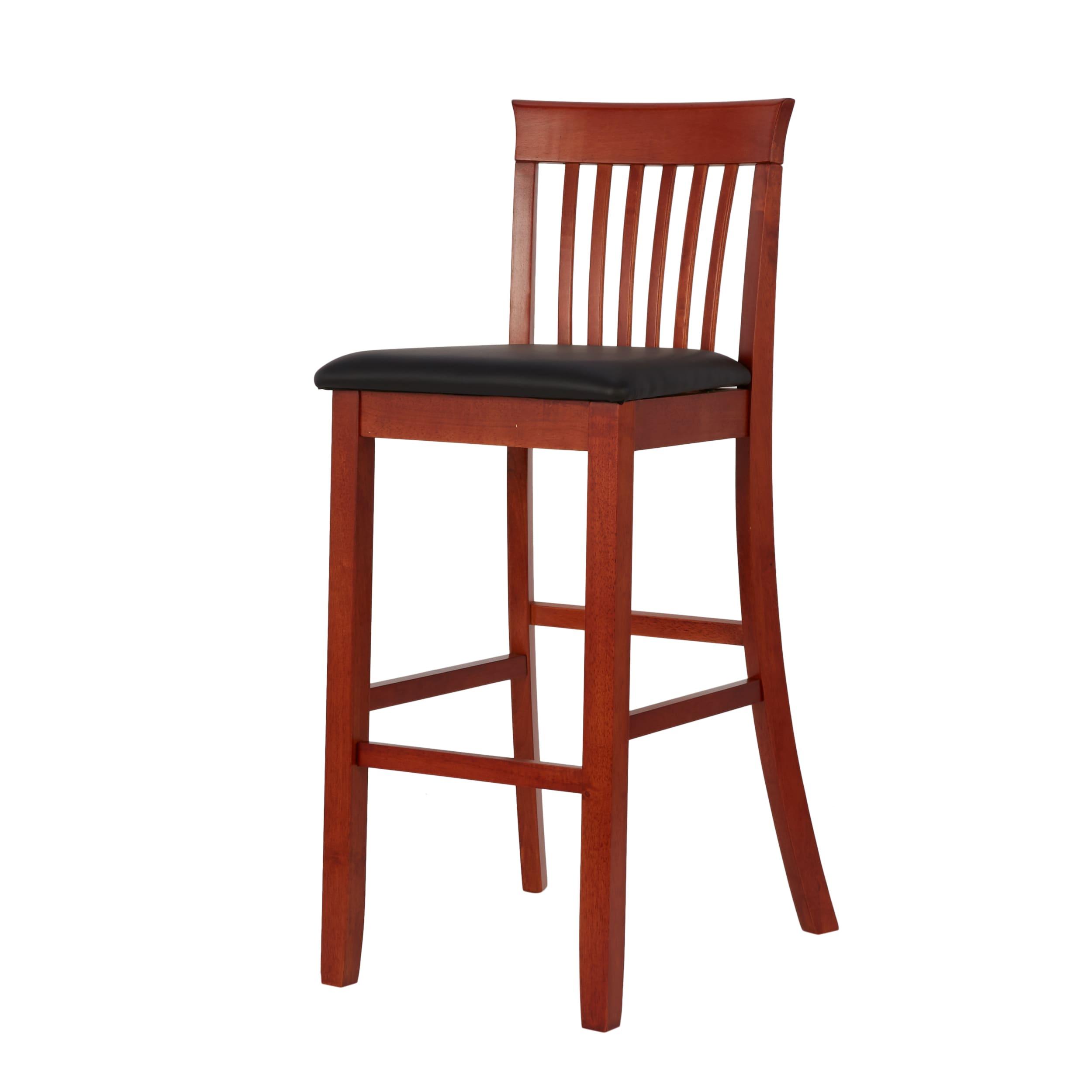 30" Torino Craftsman Padded Seat Barstool Hardwood/Dark Cherry - Linon: Rubberwood, 31" High