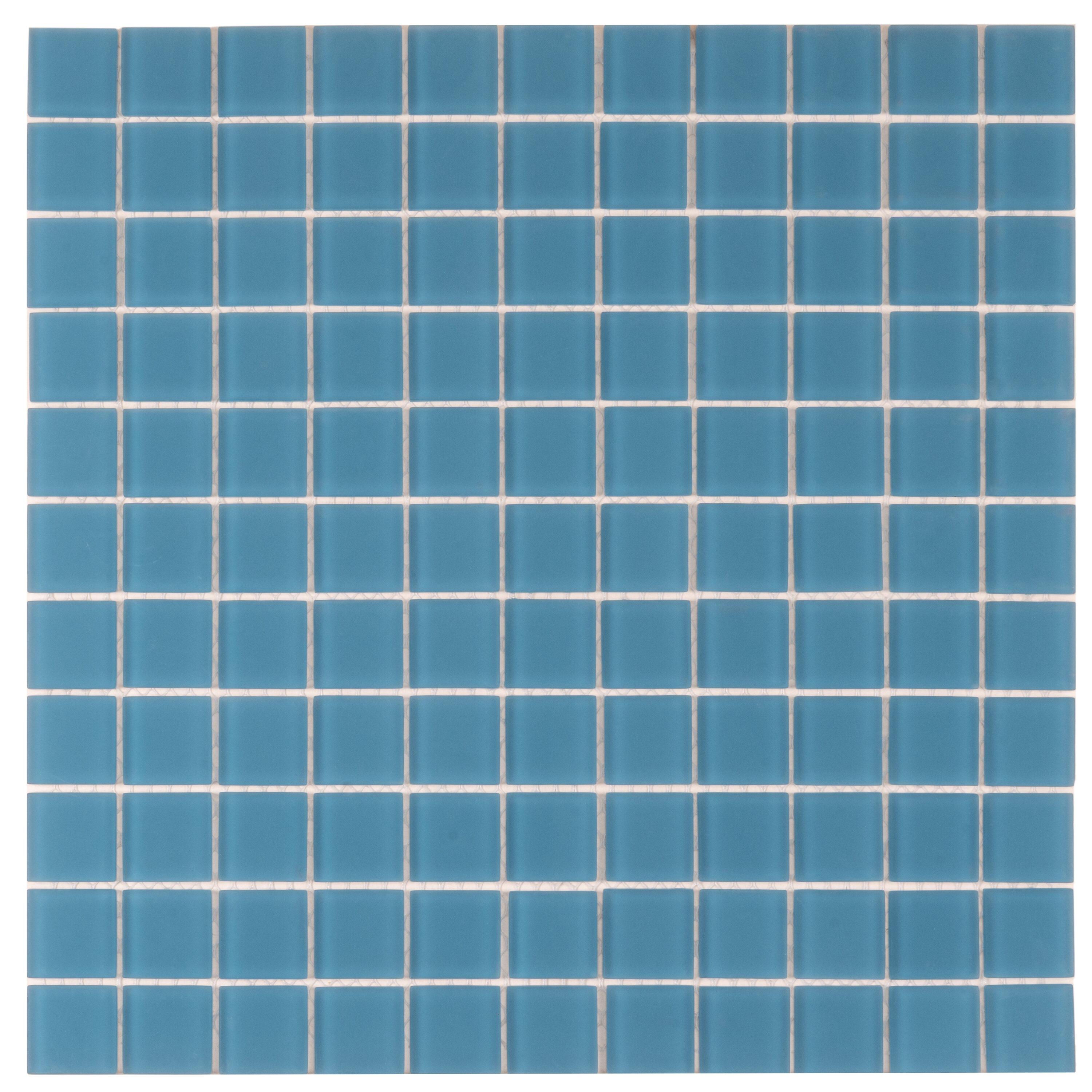 10 pack Cerulean Blue 11.8 in. x 11.8 in. 1X1 Matte Finished Glass Mosaic Floor and Wall Tile (9.67 Sq. ft./Case)