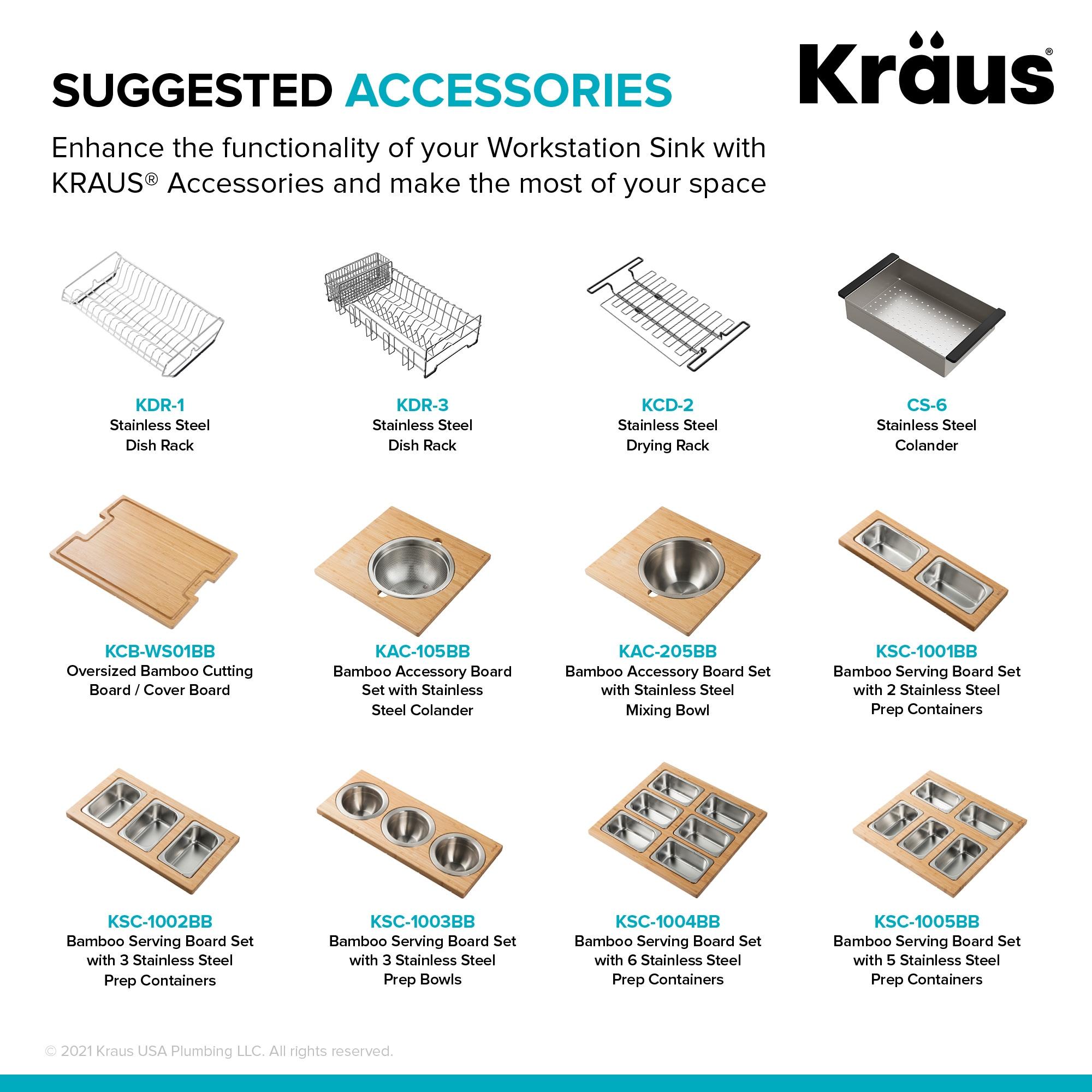 KRAUS Kore™ 23" L Undermount Workstation 16 Gauge Stainless Steel Single Bowl Laundry Utility Kitchen Sink