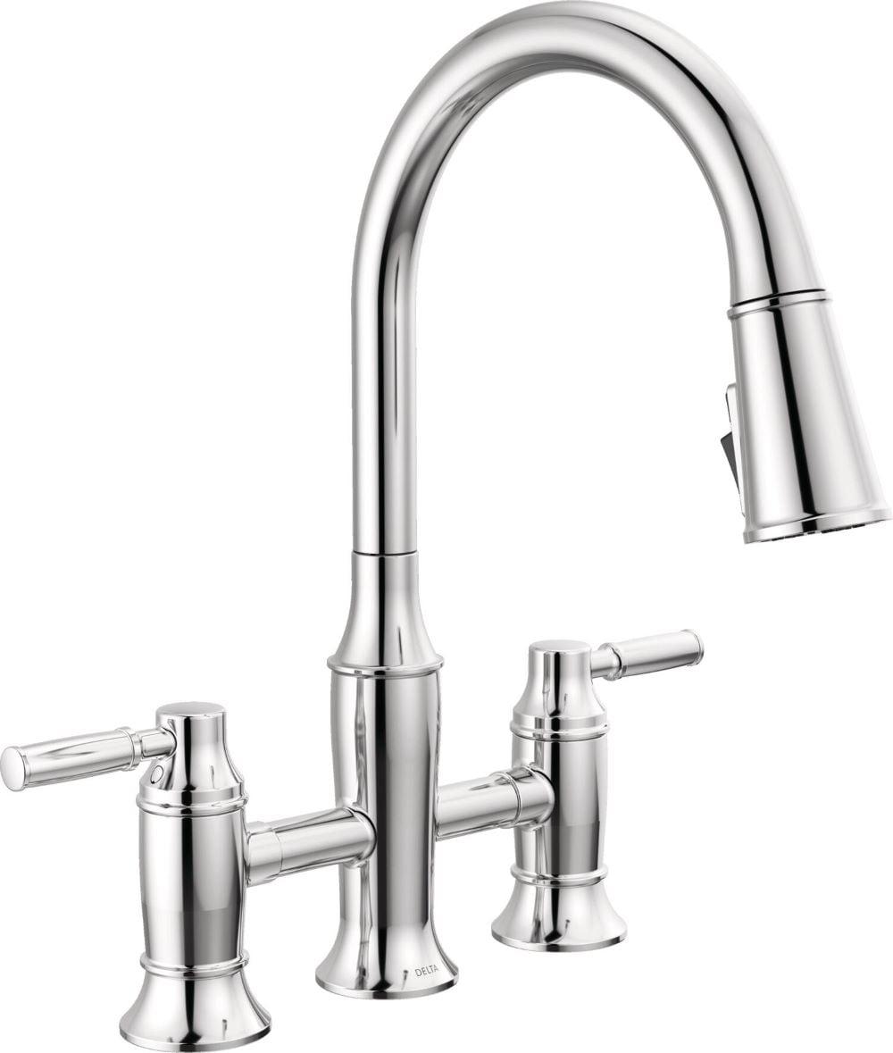 Renaldi Pull-Down ProClean Bridge Kitchen Sink Faucet, Two Handle Kitchen Faucet