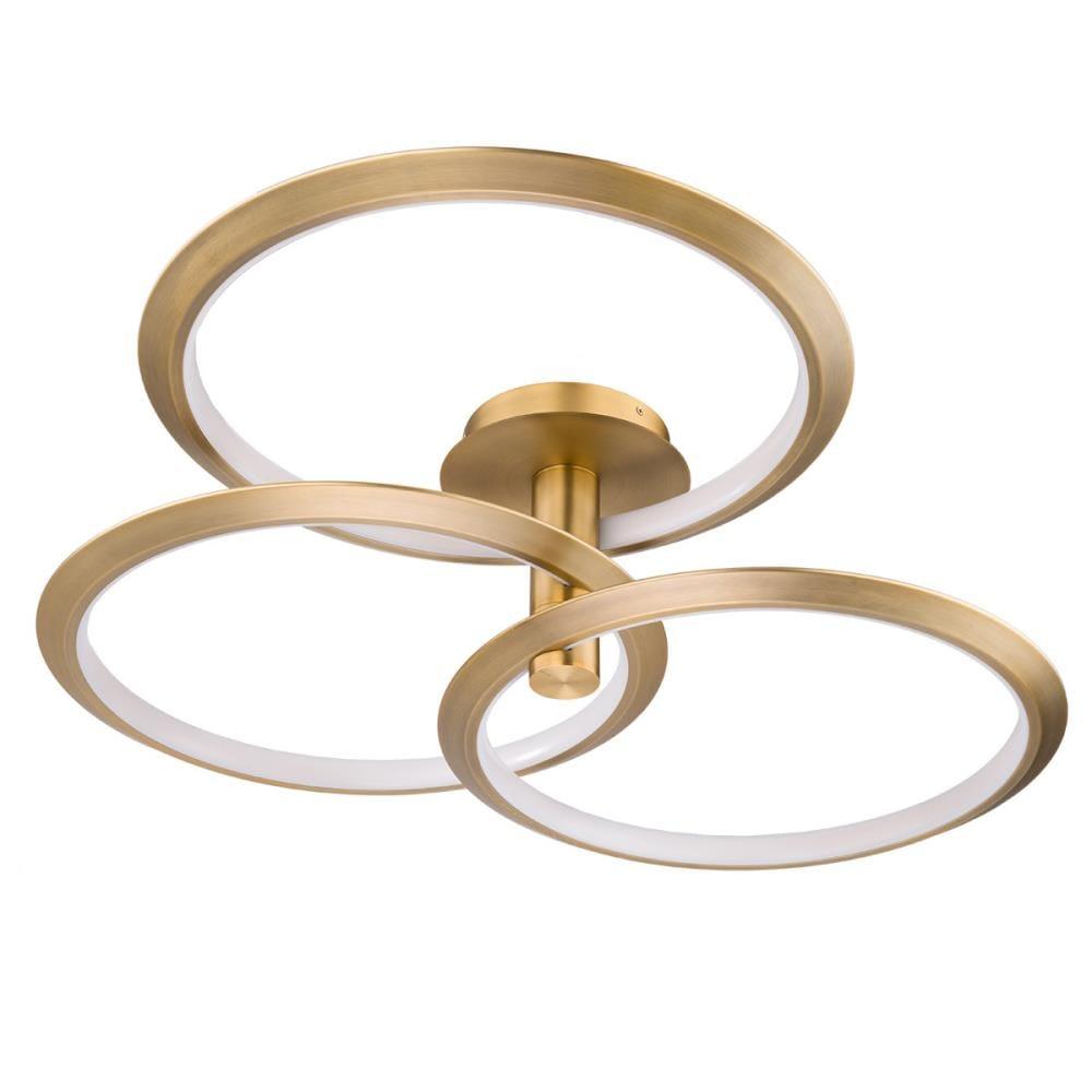 Solaris Aged Brass 3-Light LED Pendant with Adjustable Rings