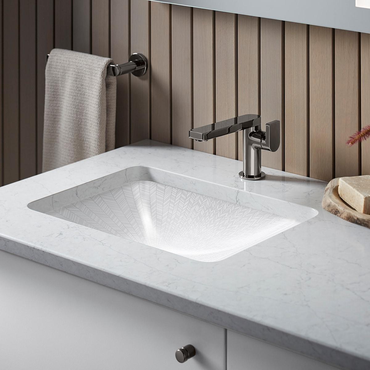 KOHLER Sartorial Herringbone Caxton, ARTIST EDITIONS Rectangle Undermount Bathroom Sink
