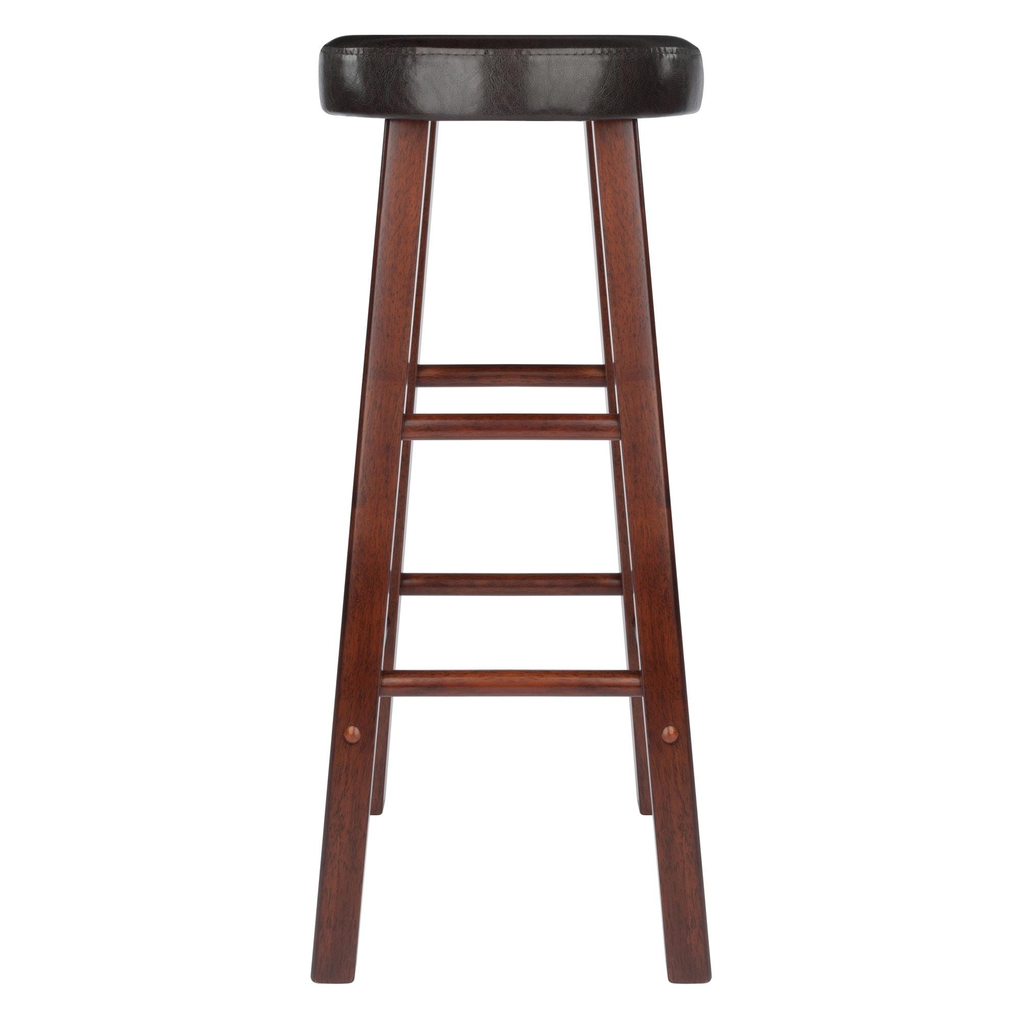 29" 2pc Maria Cushioned Barstools Walnut/Espresso - Winsome: Solid Wood, Faux Leather, Home Bar Seating