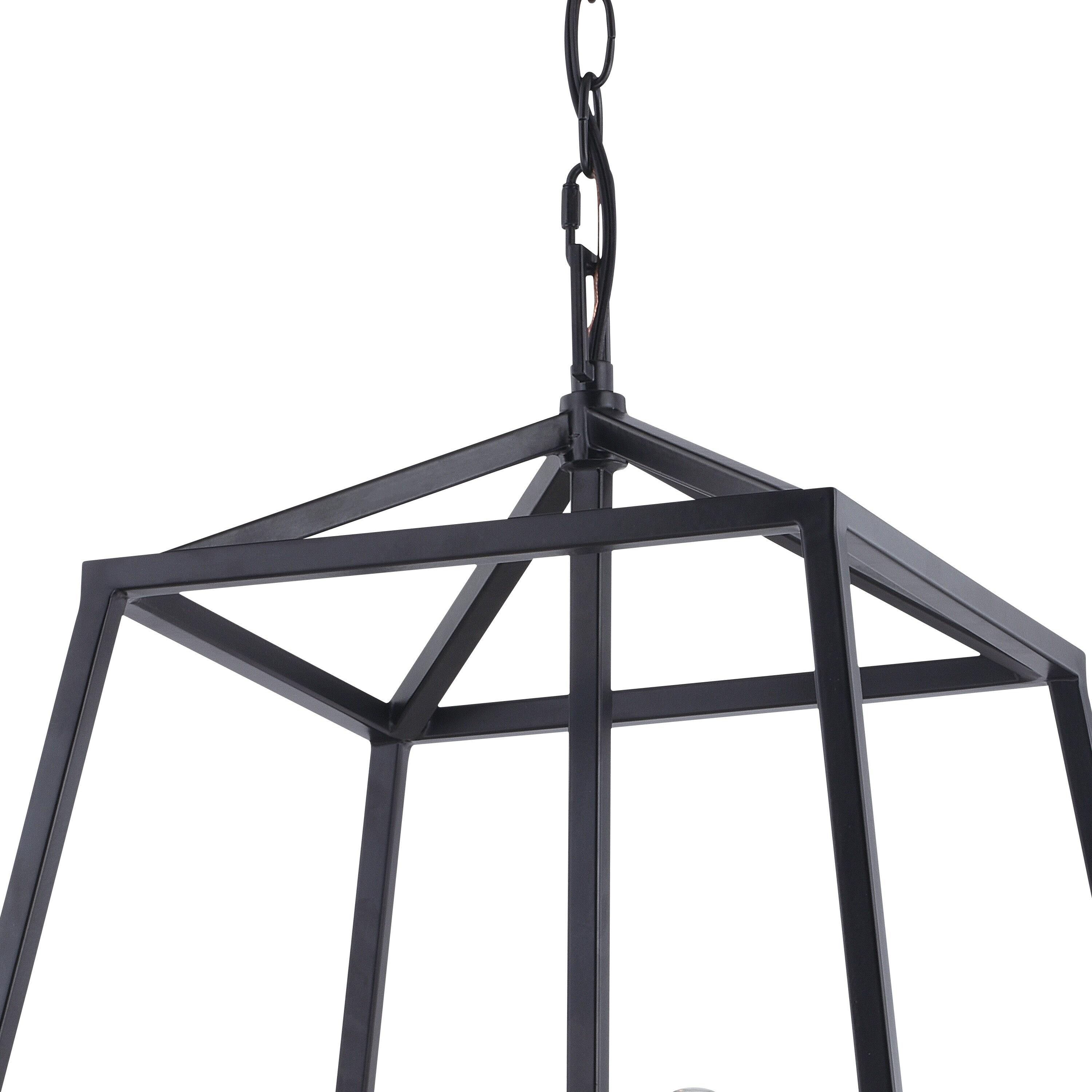 VAXCEL Hayes Black Farmhouse Mini Pendant Cage Lantern Ceiling Light, 16 inch