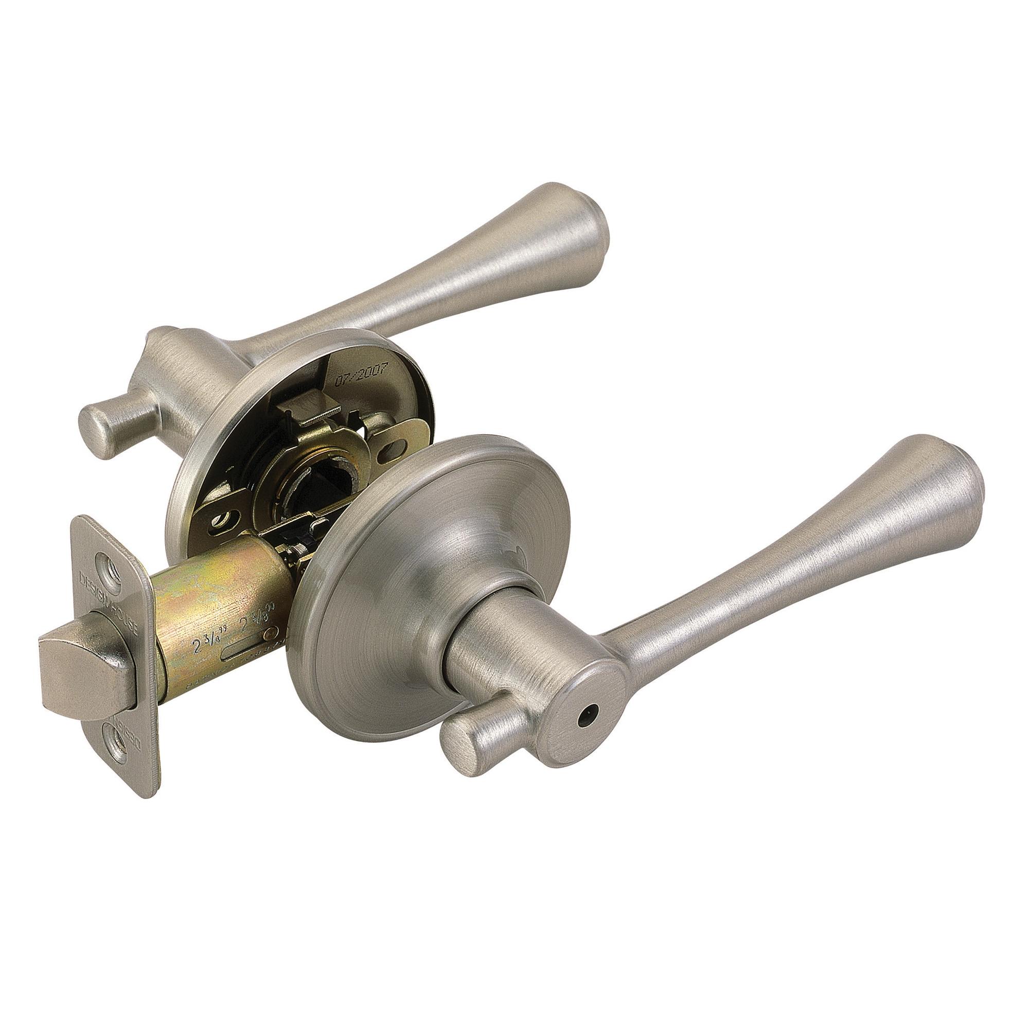 Design House Ironwood Privacy Universal Interior Bed and Bath Door Lever, Satin Nickel
