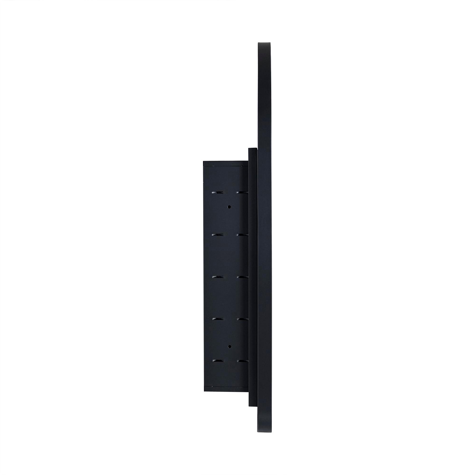 TEHOME 20 in. W x 30 in. H Arched Metal Framed Recessed Medicine Cabinet with Mirror and Shelves for bathroom in Black