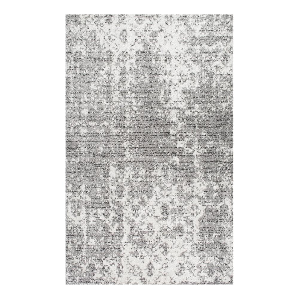 Deedra Modern Abstract Power Loom Performance Gray/White Rug