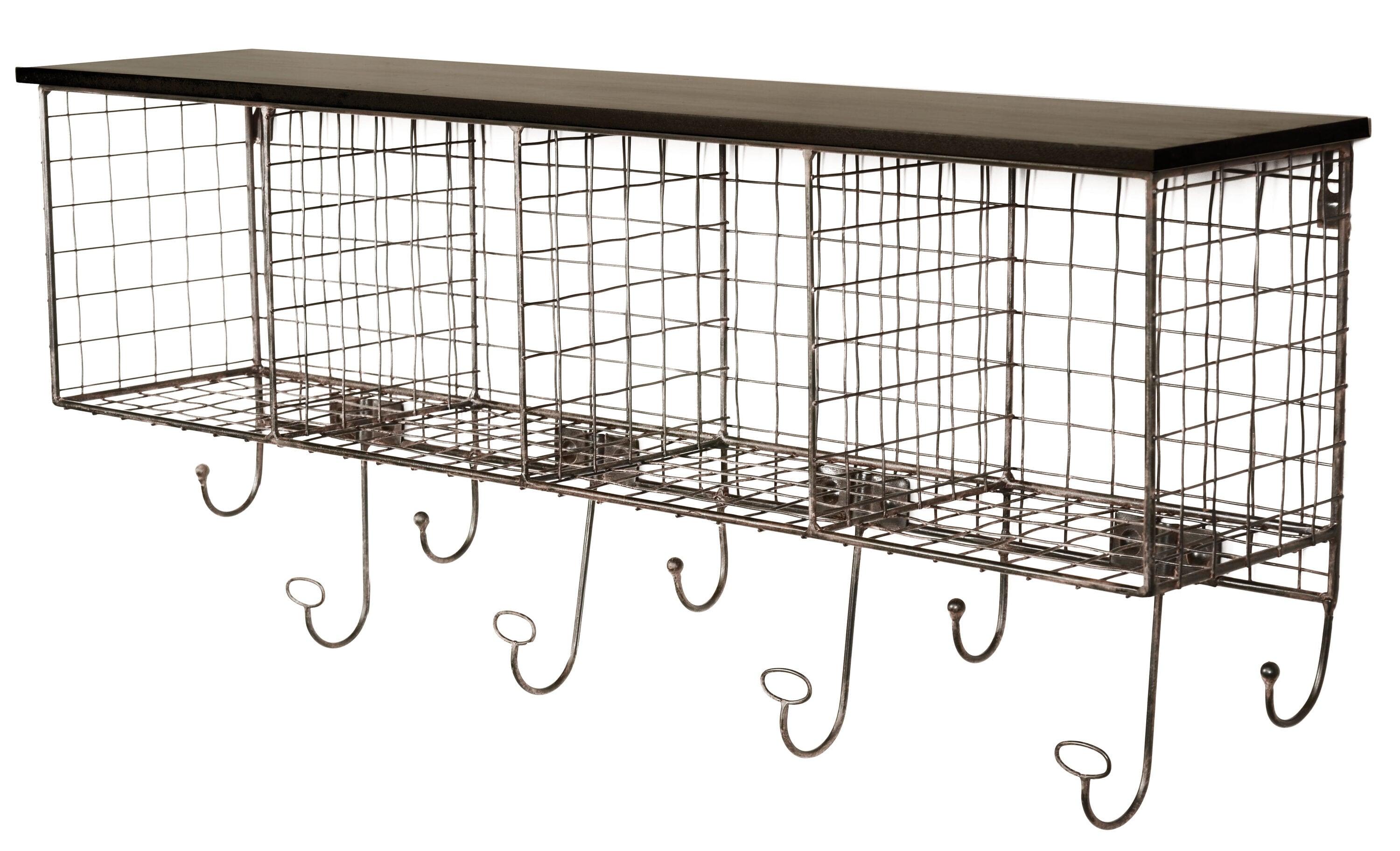 Linon Four Cubby Metal Wall Shelf in Black