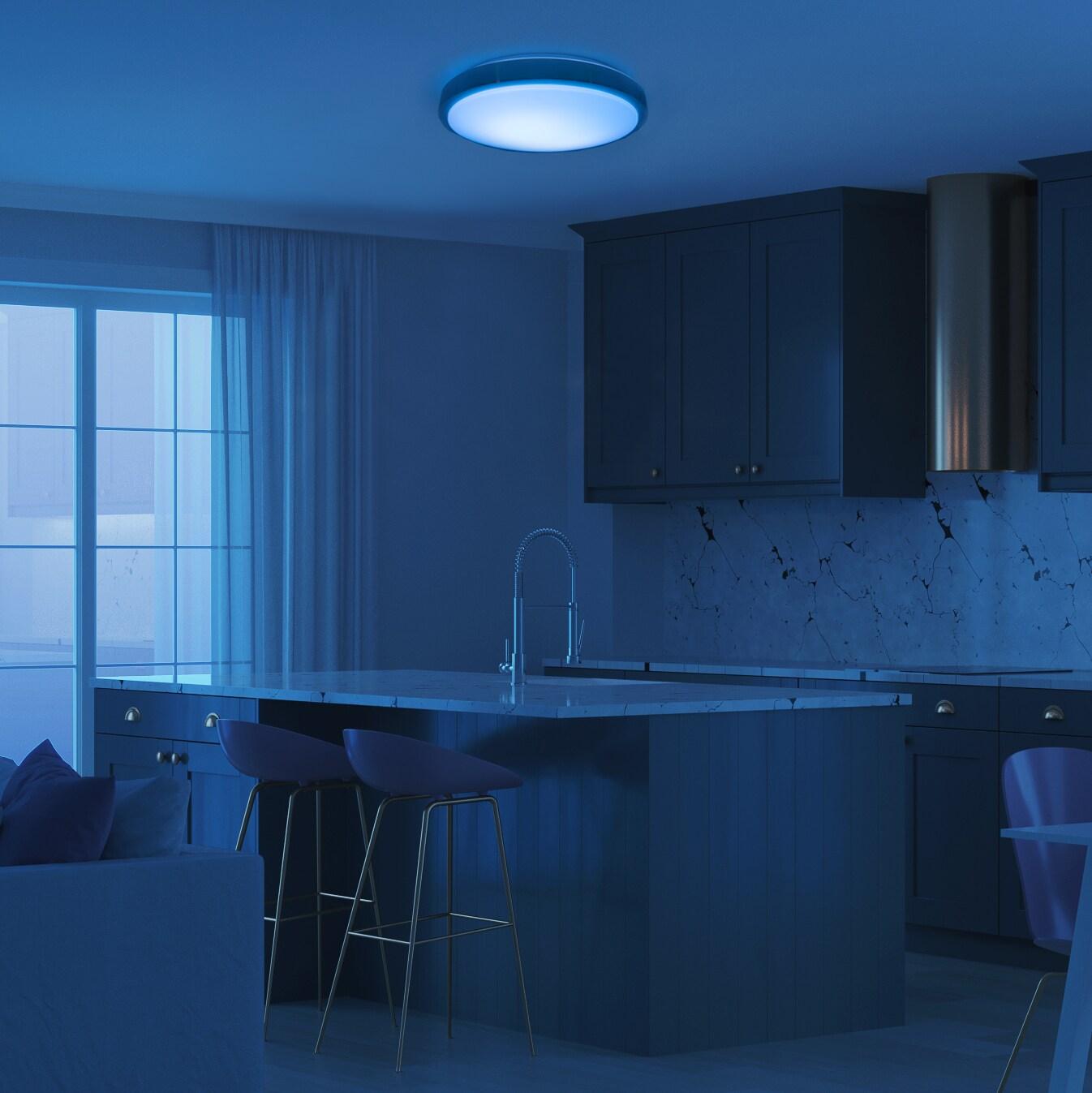 Luvoni by Maxxima 13 in. Smart WiFi LED Round Flush Mount Ceiling Light, Dimmable, CCT 2000K-5000K, 1500 Lumens