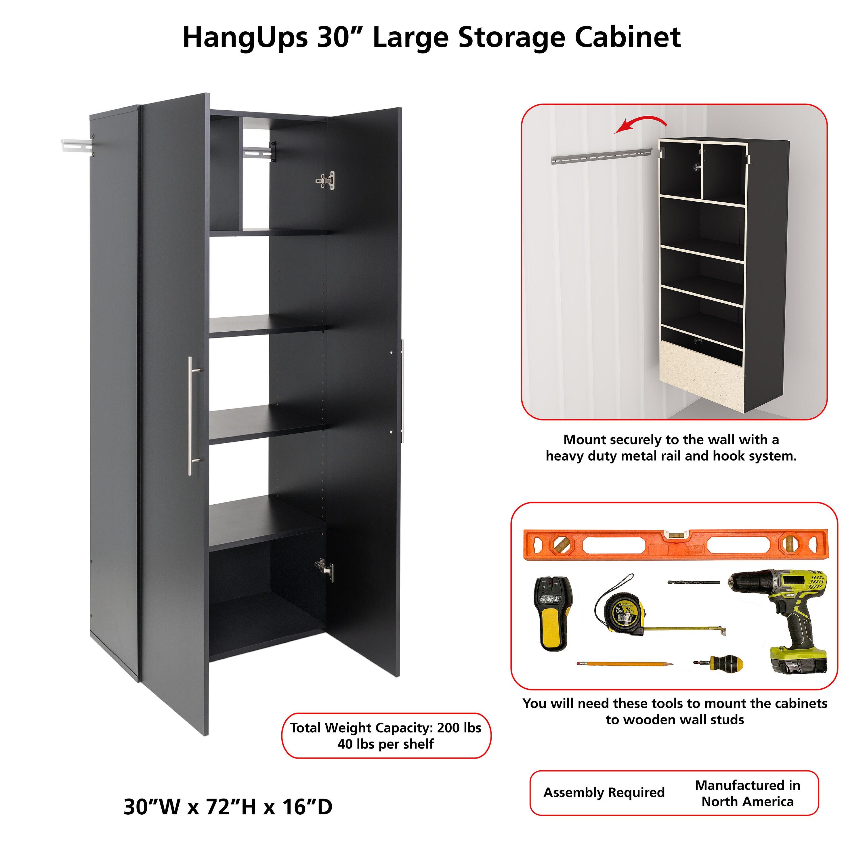 30" Hangups Large Storage Cabinet White - Prepac: Wall Mounted, Workshop & Office Organizer
