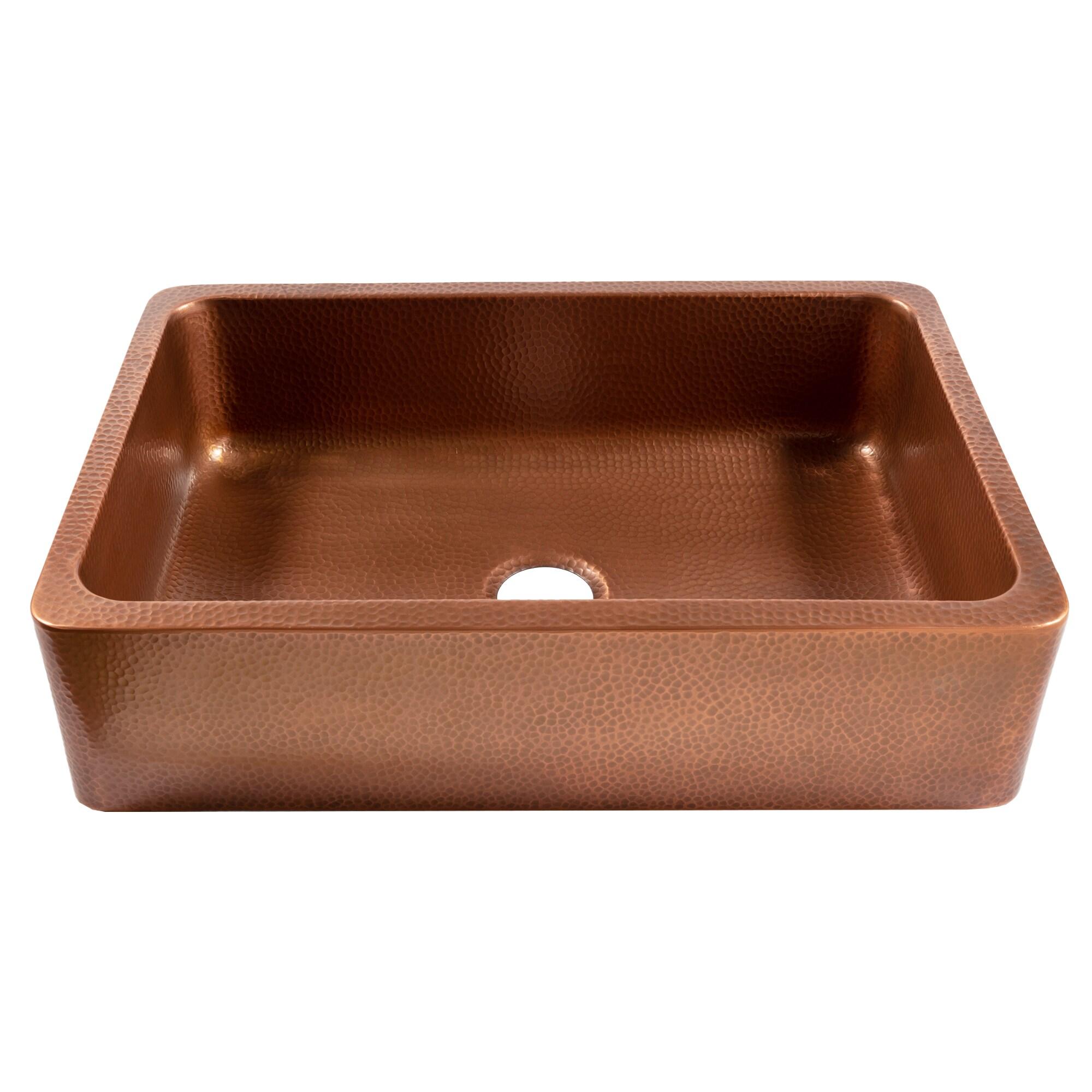 Lange Copper 32" Single Bowl Farmhouse Apron Front Undermount Kitchen Sink