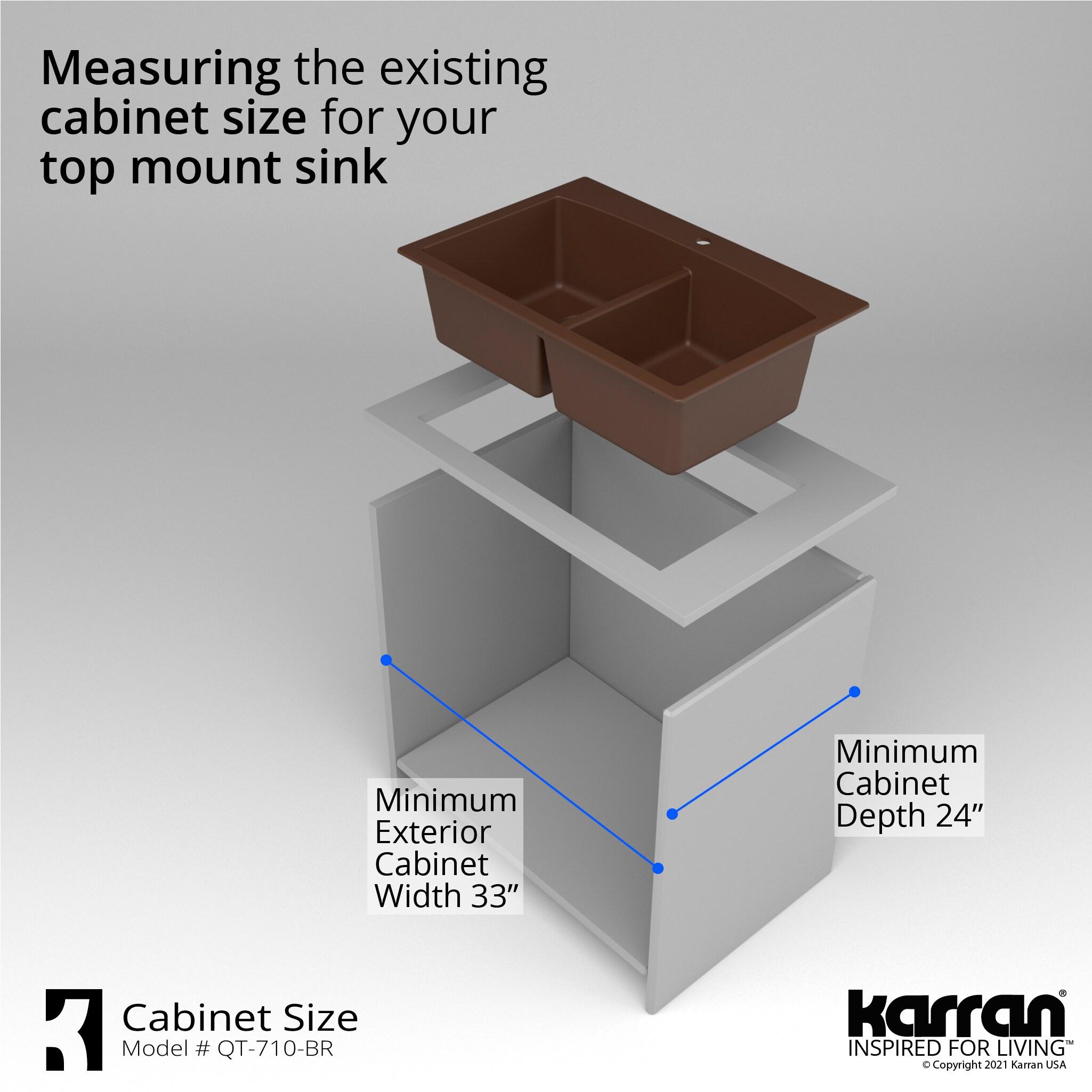 Karran QT-710-BR Brown Quartz Composite Rectangular Double Bowl Sink