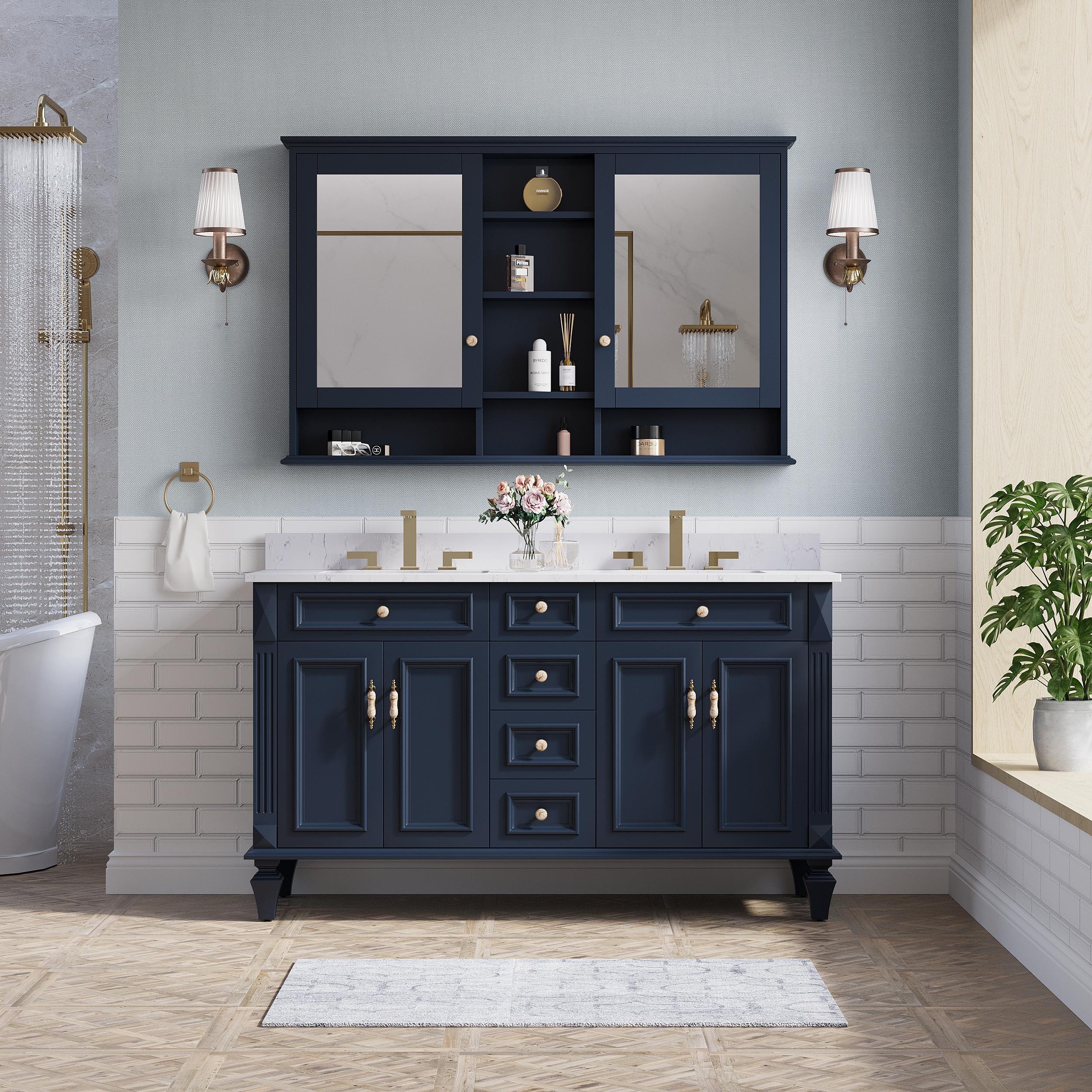 Etta Avenue™ Lydie 60'' Double Bathroom Vanity with Marble Top
