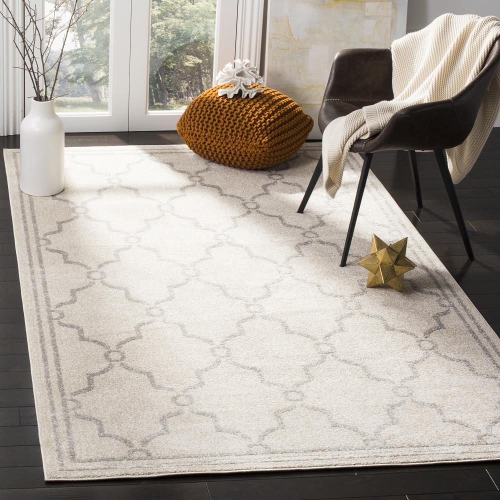 Amherst AMT414 Power Loomed Indoor Area Rug - Ivory/Light Grey - 4'x6' - Safavieh