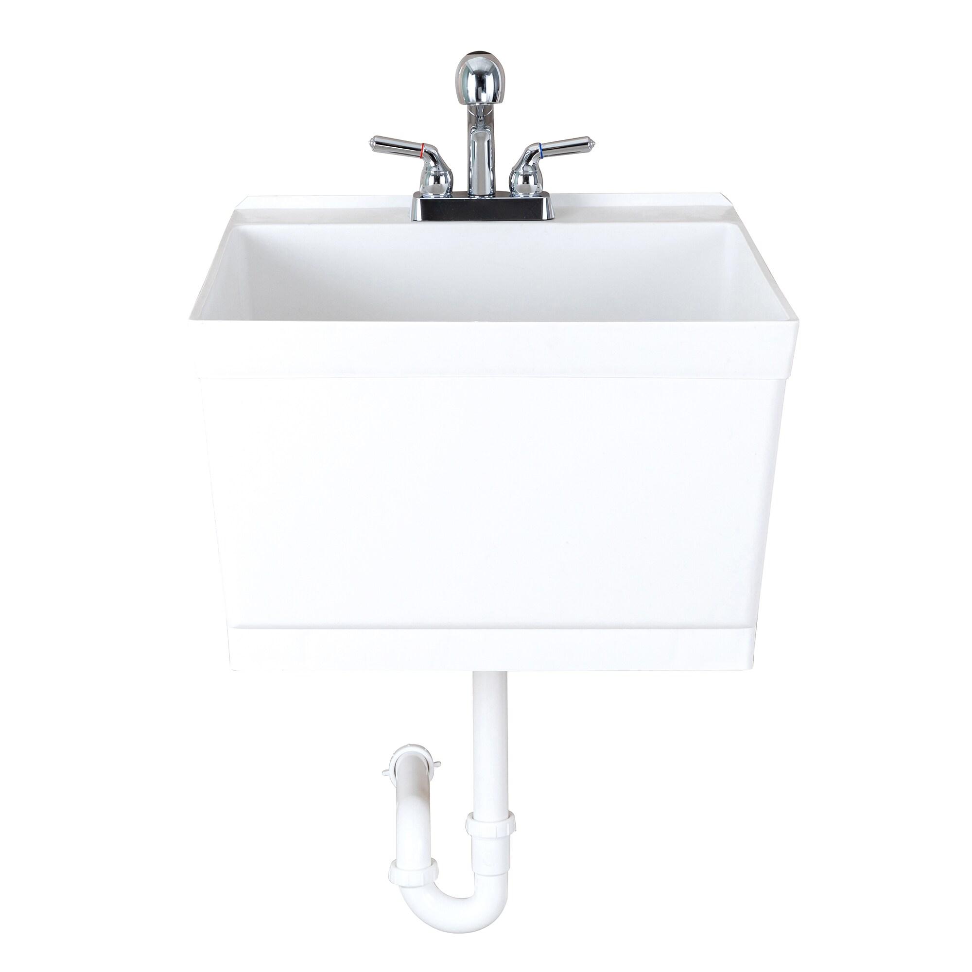 23" L x 24" W Wall Mount Laundry Sink with Faucet