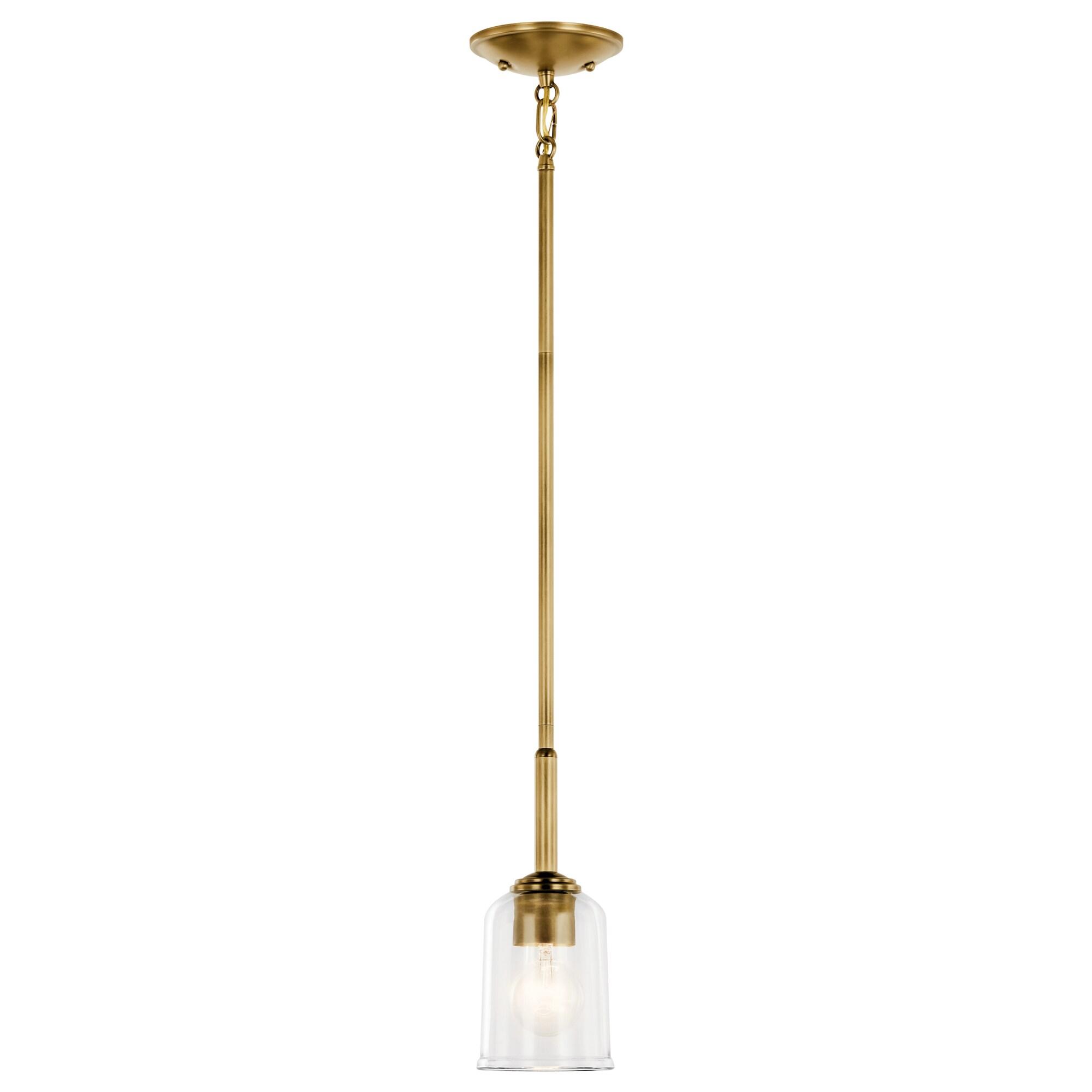 Kichler 43674 Shailene 5" Wide Mini Pendant - Natural Brass / Clear