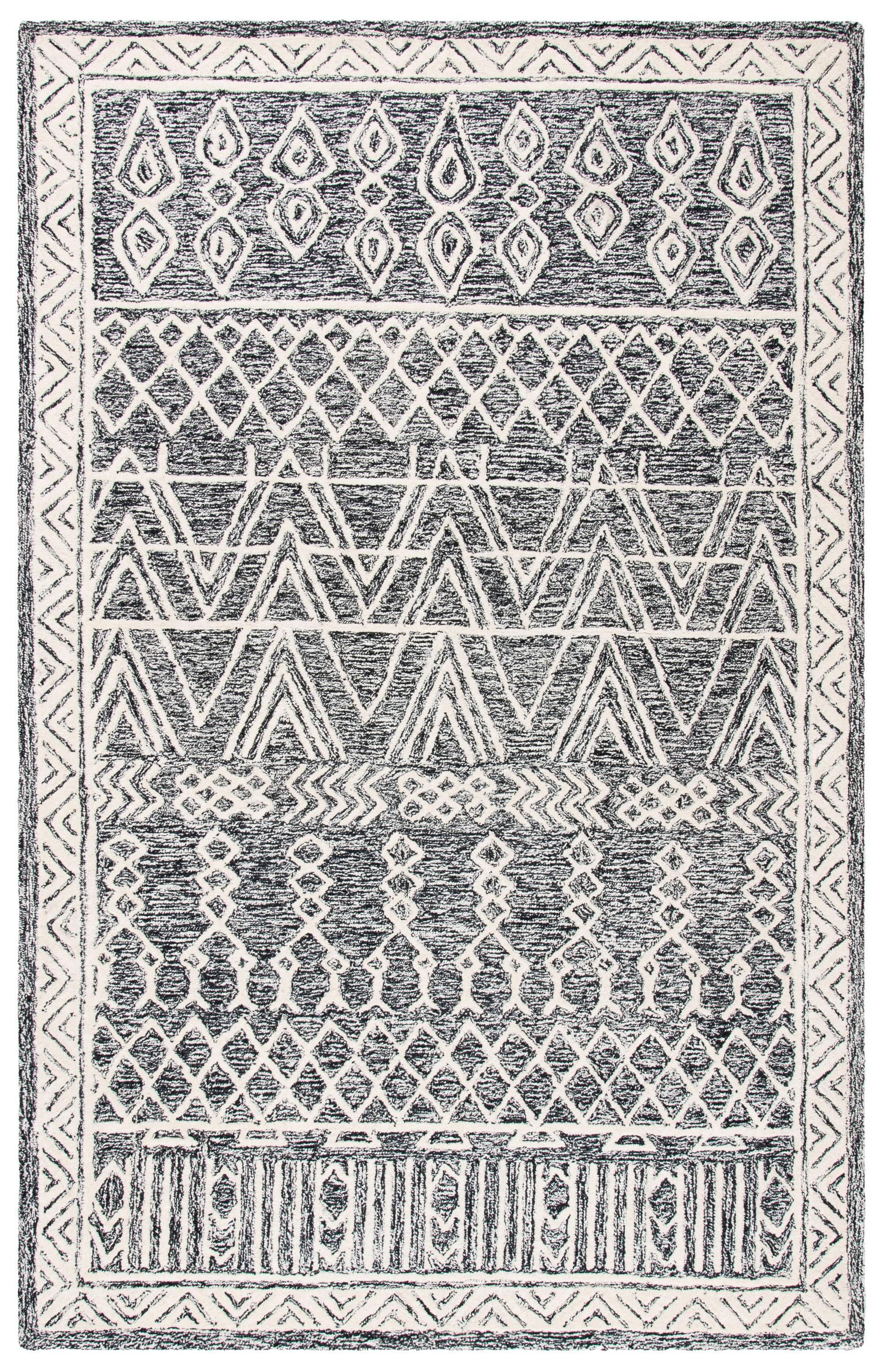 SAFAVIEH Abstract Alastar Geometric Area Rug, Ivory/Black, 9' x 12'