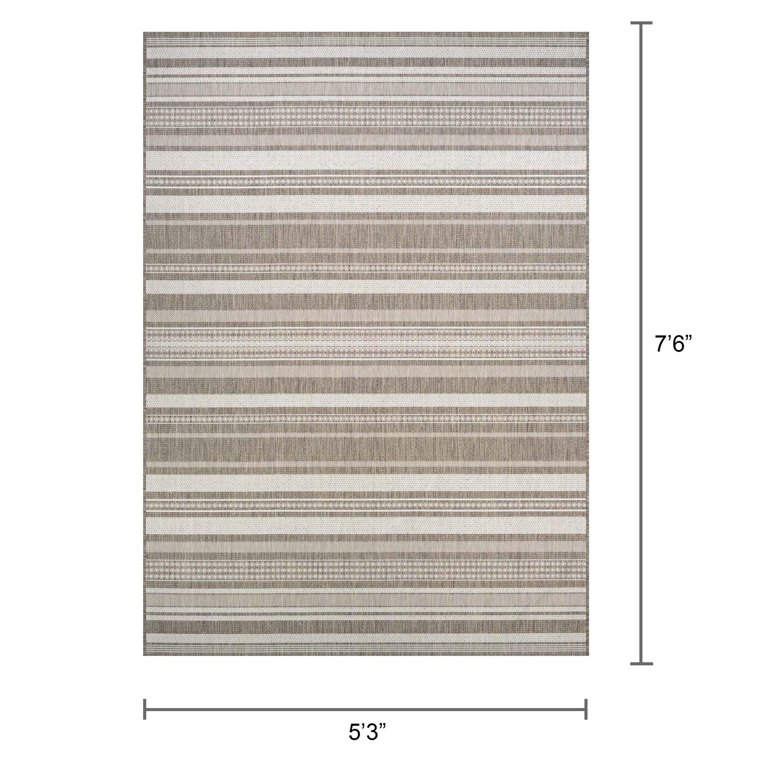 Couristan Recife Gazebo Stripe Indoor / Outdoor Area Rug, Champagne- Taupe, 5'3" x 7'6"