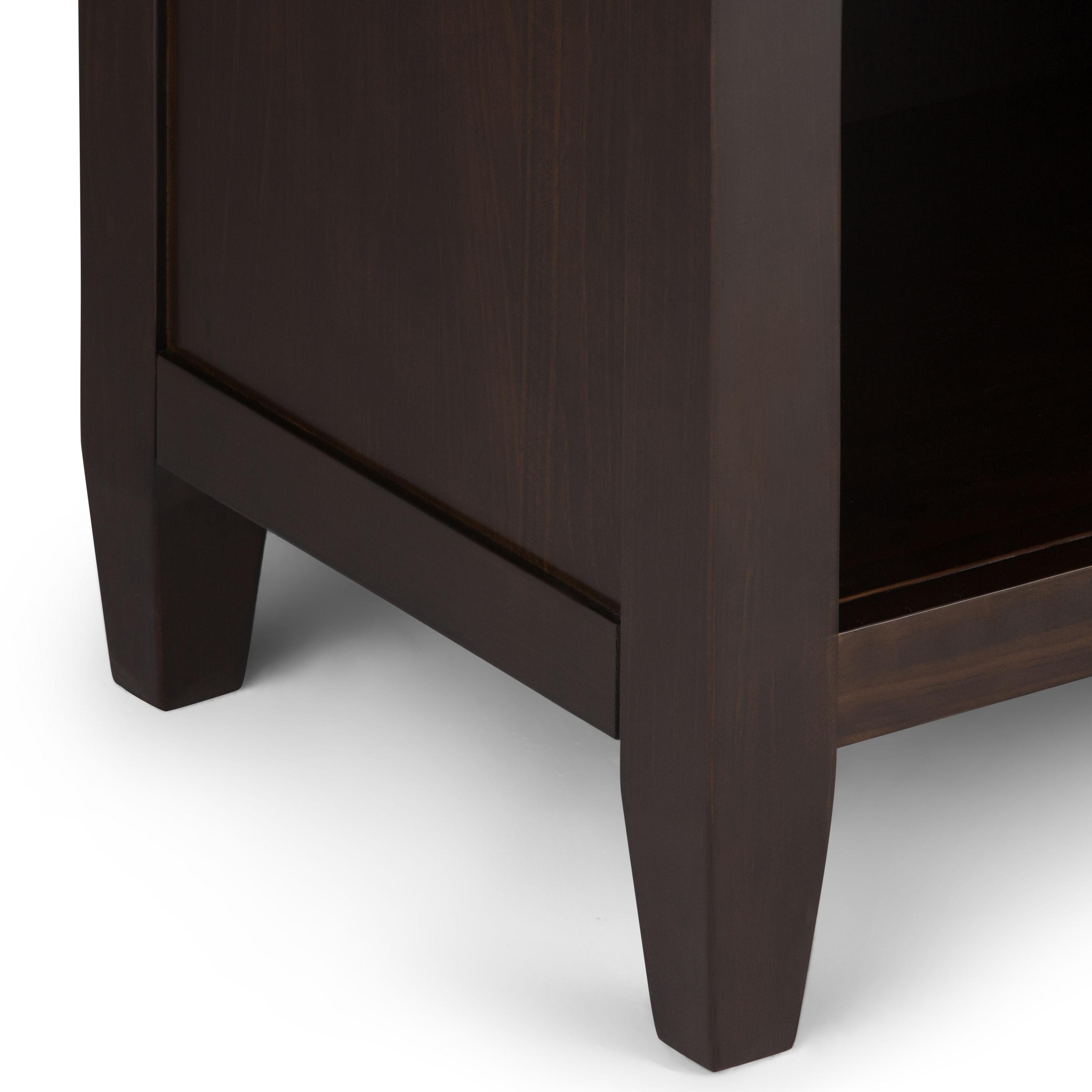 Simpli Home Carlton Wood 24" Transitional Bedside Nightstand Table in Brown