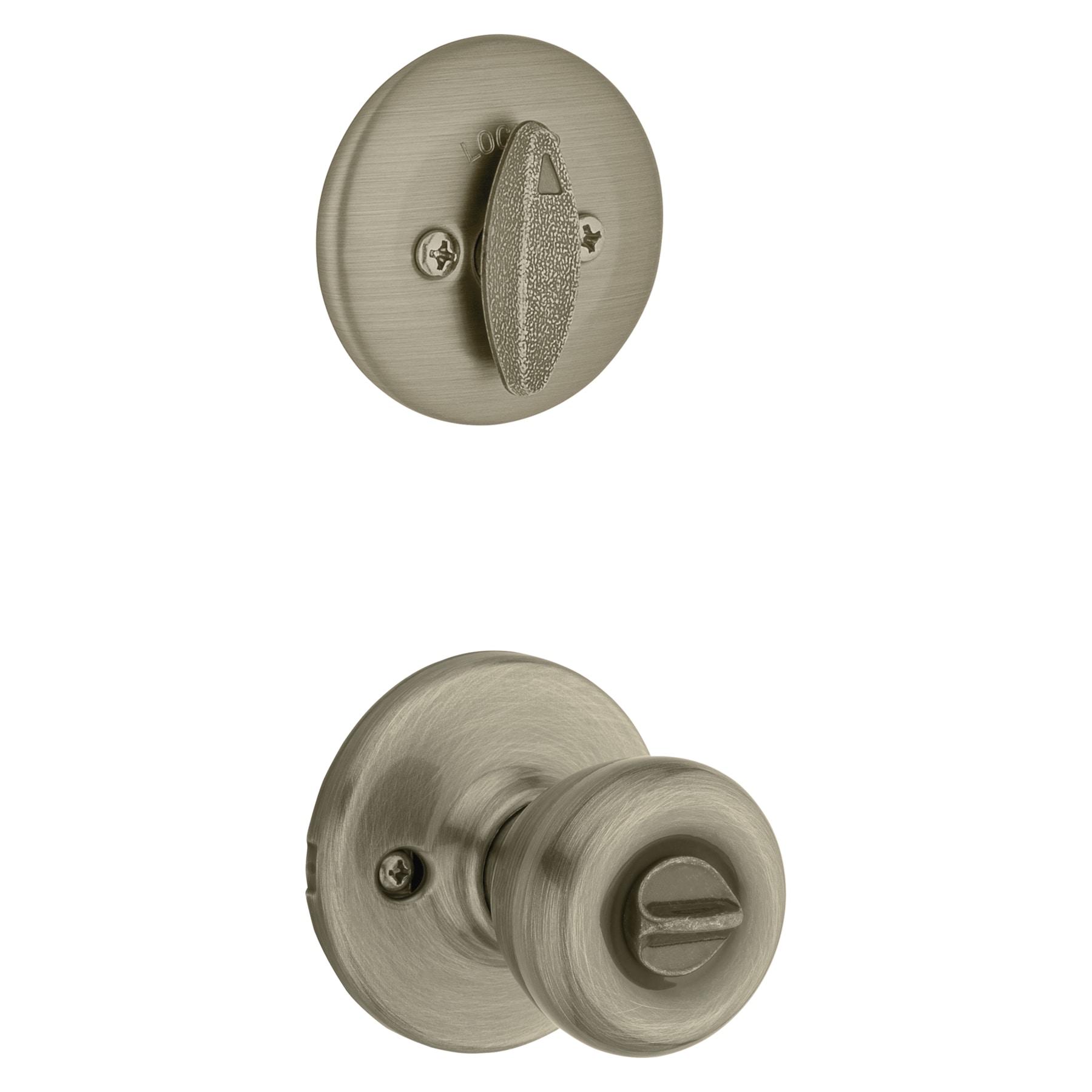 Tylo Antique Brass Exterior Entry Door Knob and Double Cylinder Deadbolt Combo Pack