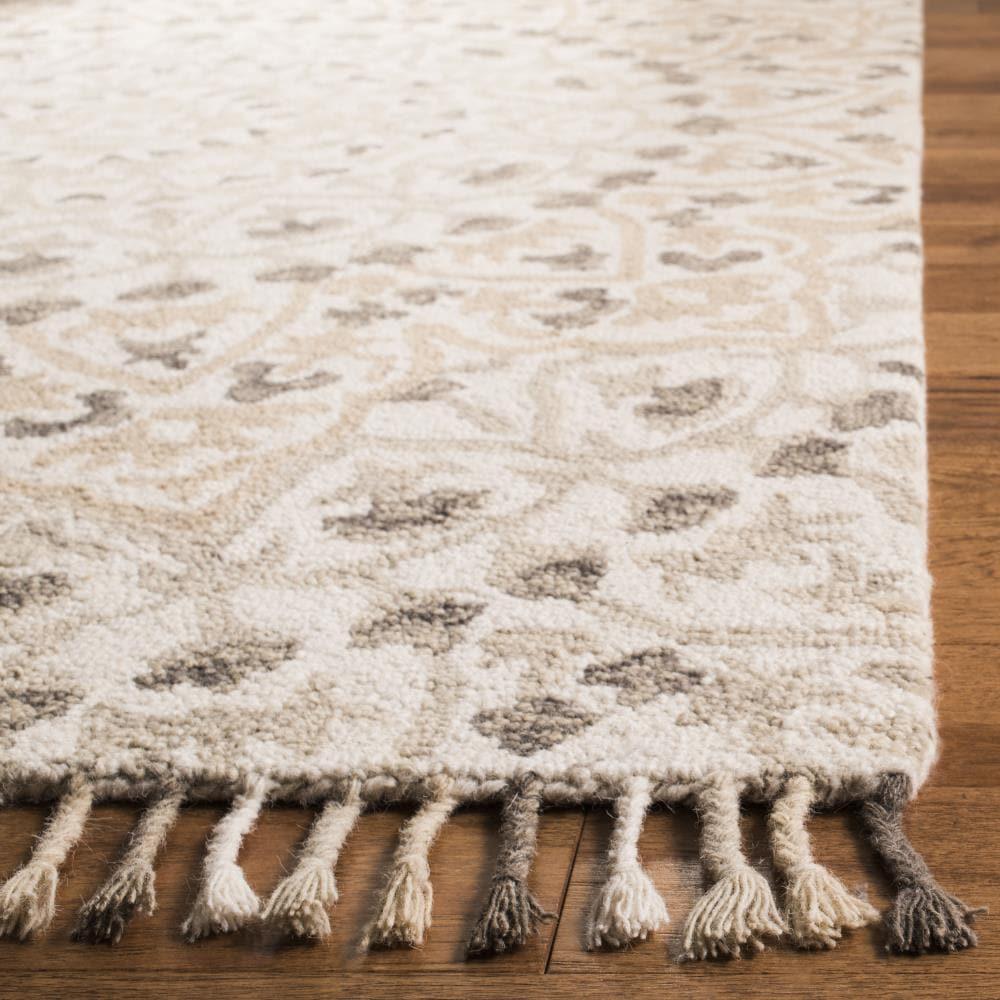 Blossom BLM459 Hand Tufted Indoor Area Rug - Ivory/Taupe - 6' Round - Safavieh