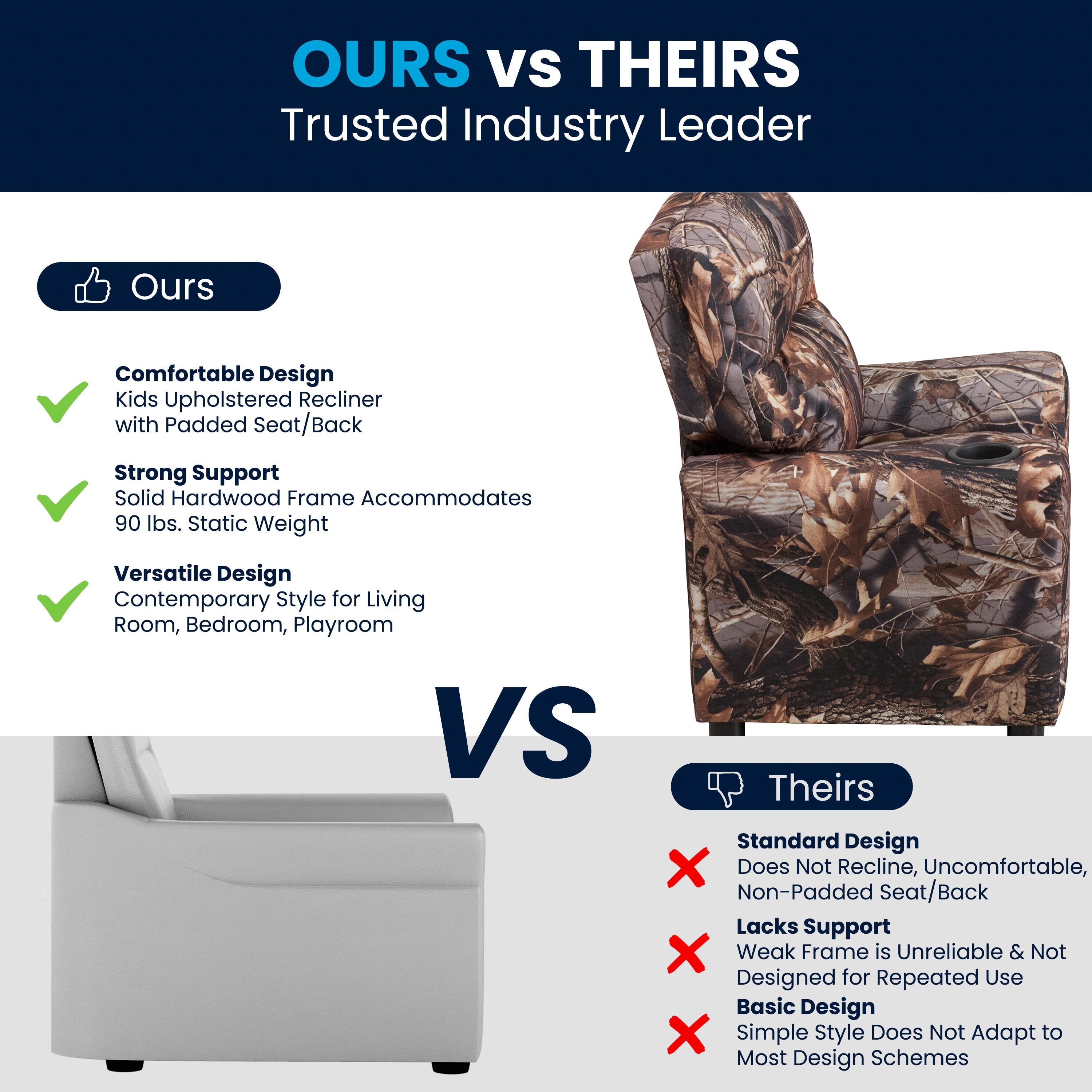 Flash Furniture Chandler Contemporary Camouflaged Fabric Kids Recliner with Cup Holder