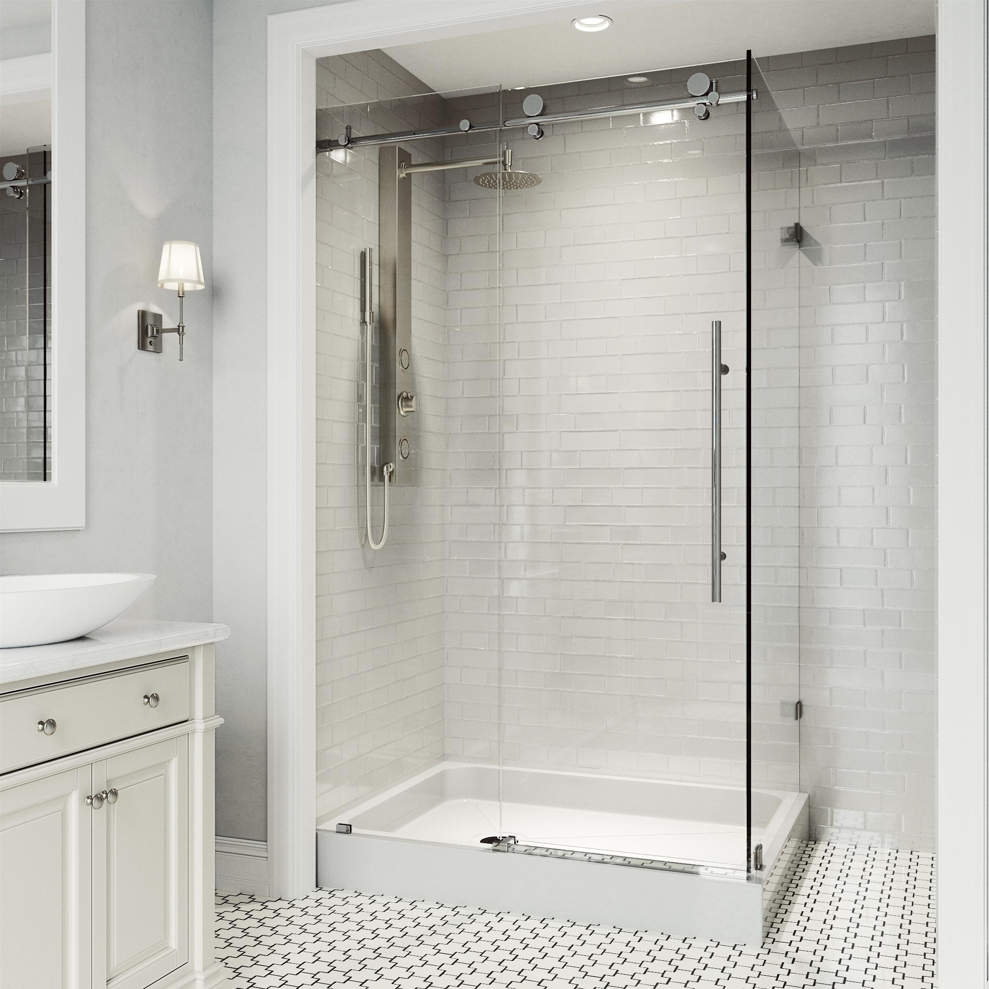 Elan E-class 48" W x 36" D x 82" H Sliding Frameless Shower Enclosure with 3/8" Clear Glass&Base
