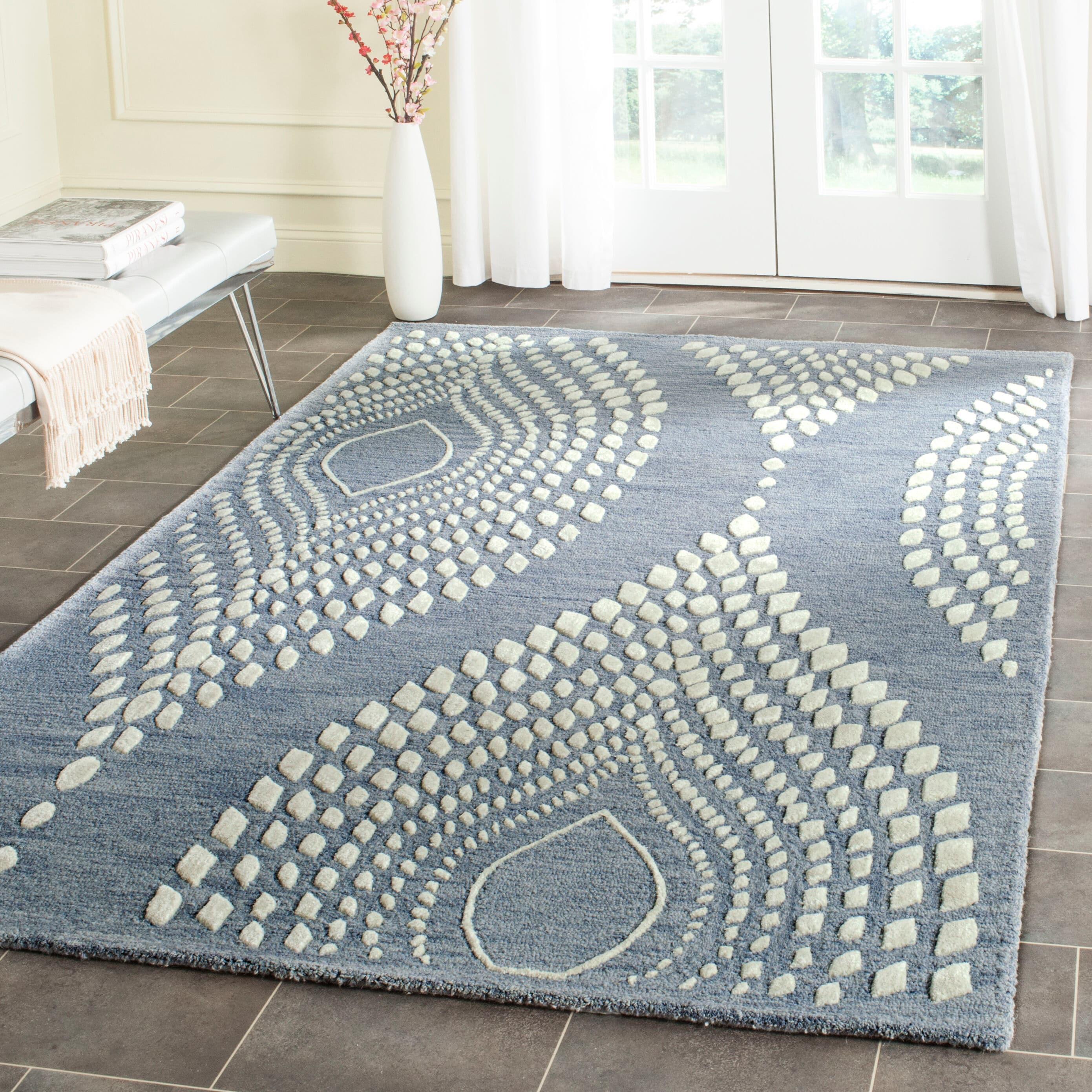 Bella BEL126 Hand Tufted Accent Rug - Blue/Ivory - 3'x5' - Safavieh.