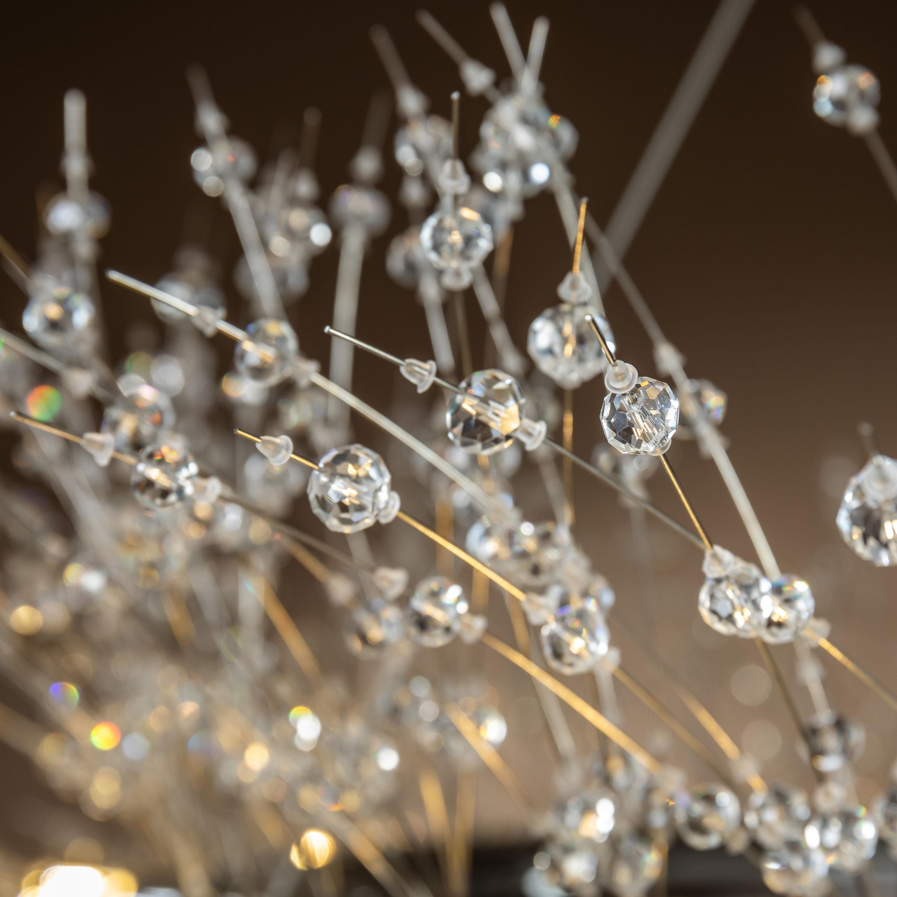 AloaDecor Modern Firework Crystal Chandelier for Dining Room and Living Room Chrome 12 W:39.37*H:15.75in 13 to 24 Inches Chrome 37 to 48 Inches
