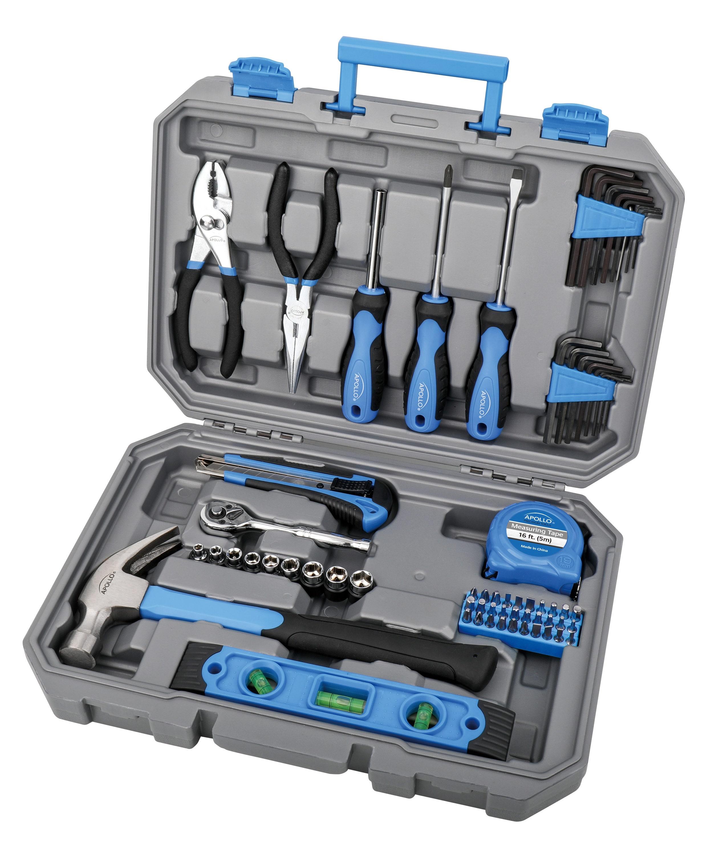 65-Piece Blue High-Alloy Steel Household Tool Set with Case