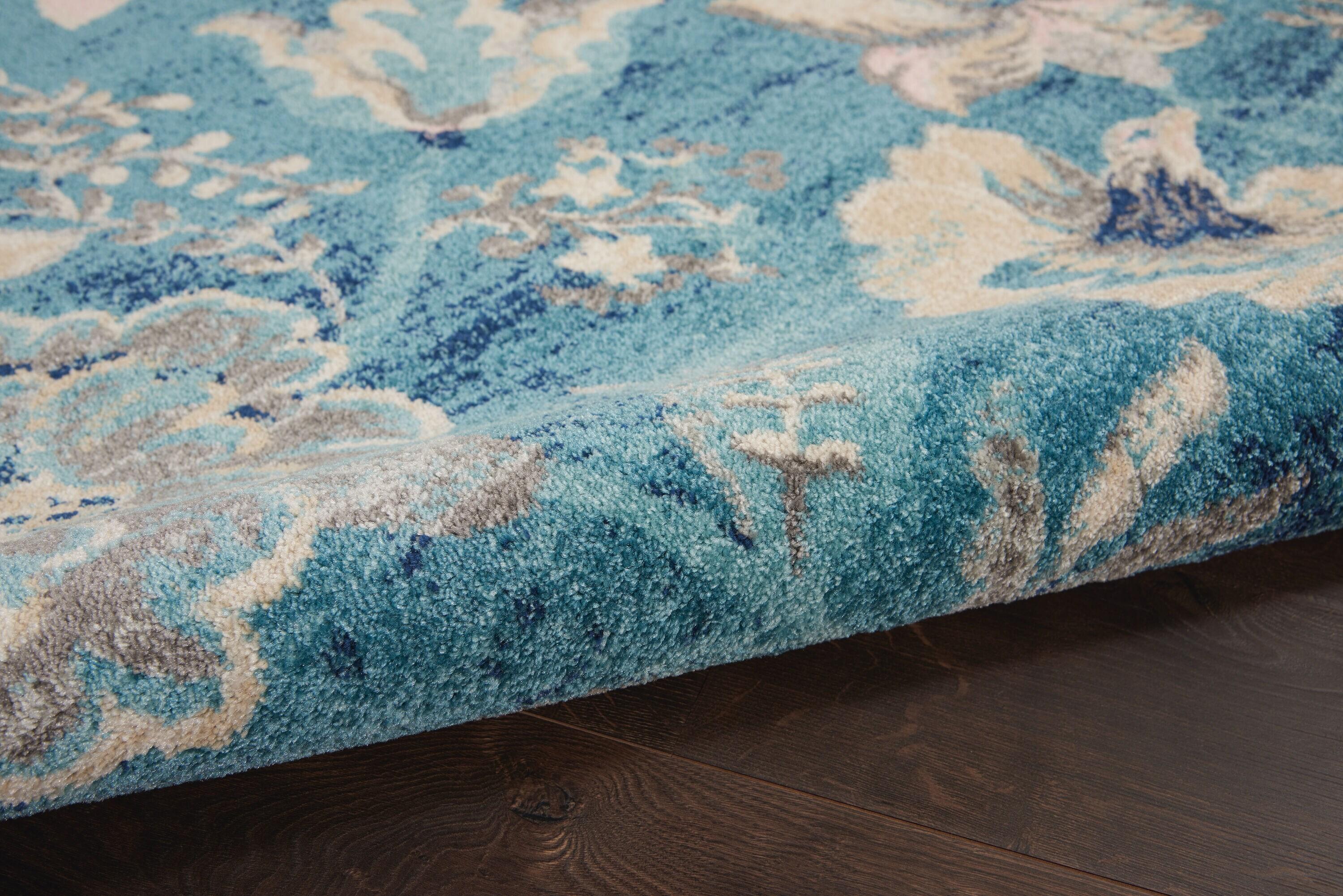 Nourison Tranquil 5'3" X 7'3" (5' x 7') Turquoise Area Rug French Country Eclectic Floral by Nourison