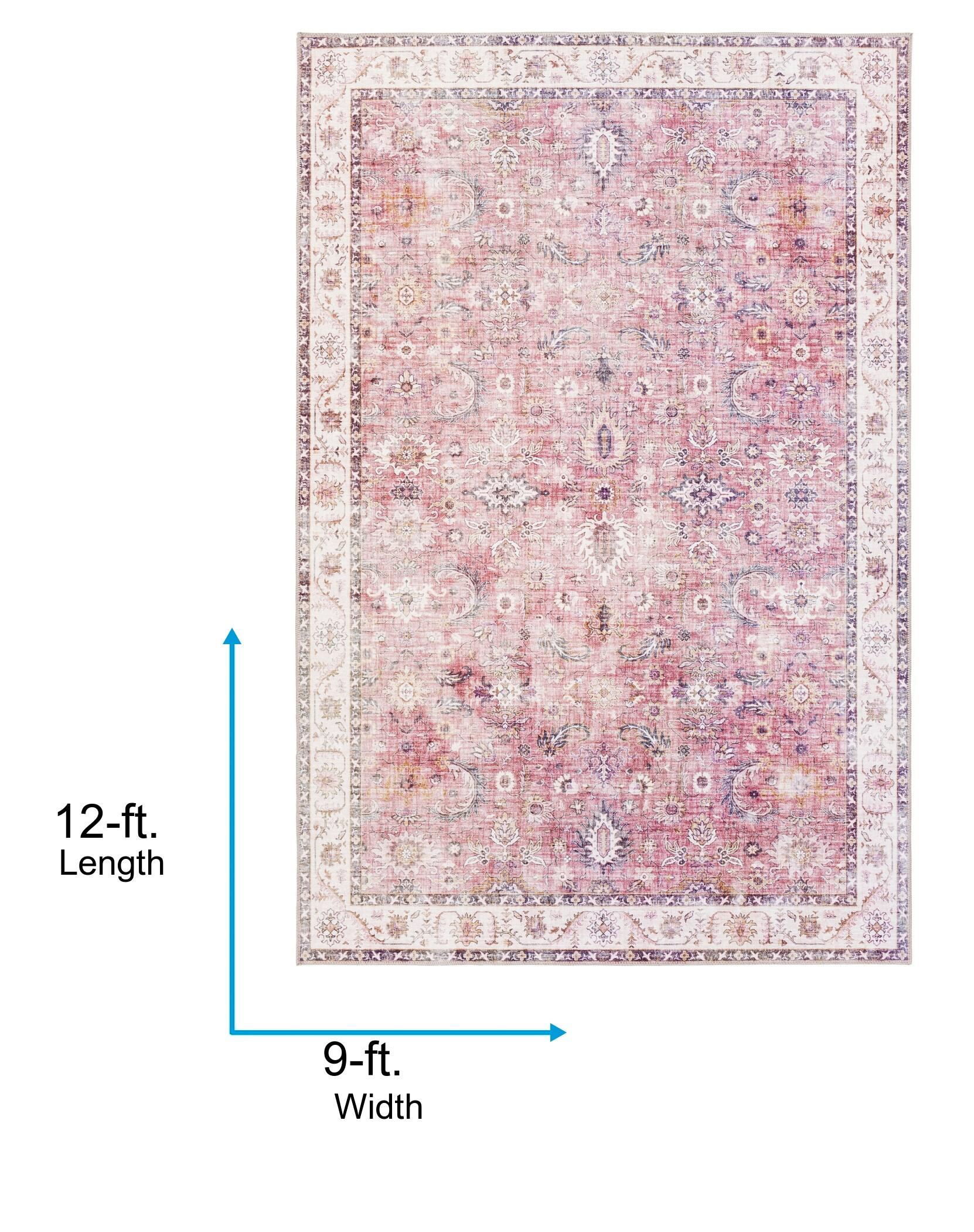 Livabliss Iris 9 x 12 (ft) Loomed Synthetic Garnet Rectangular Indoor Distressed/Overdyed Vintage Area rug