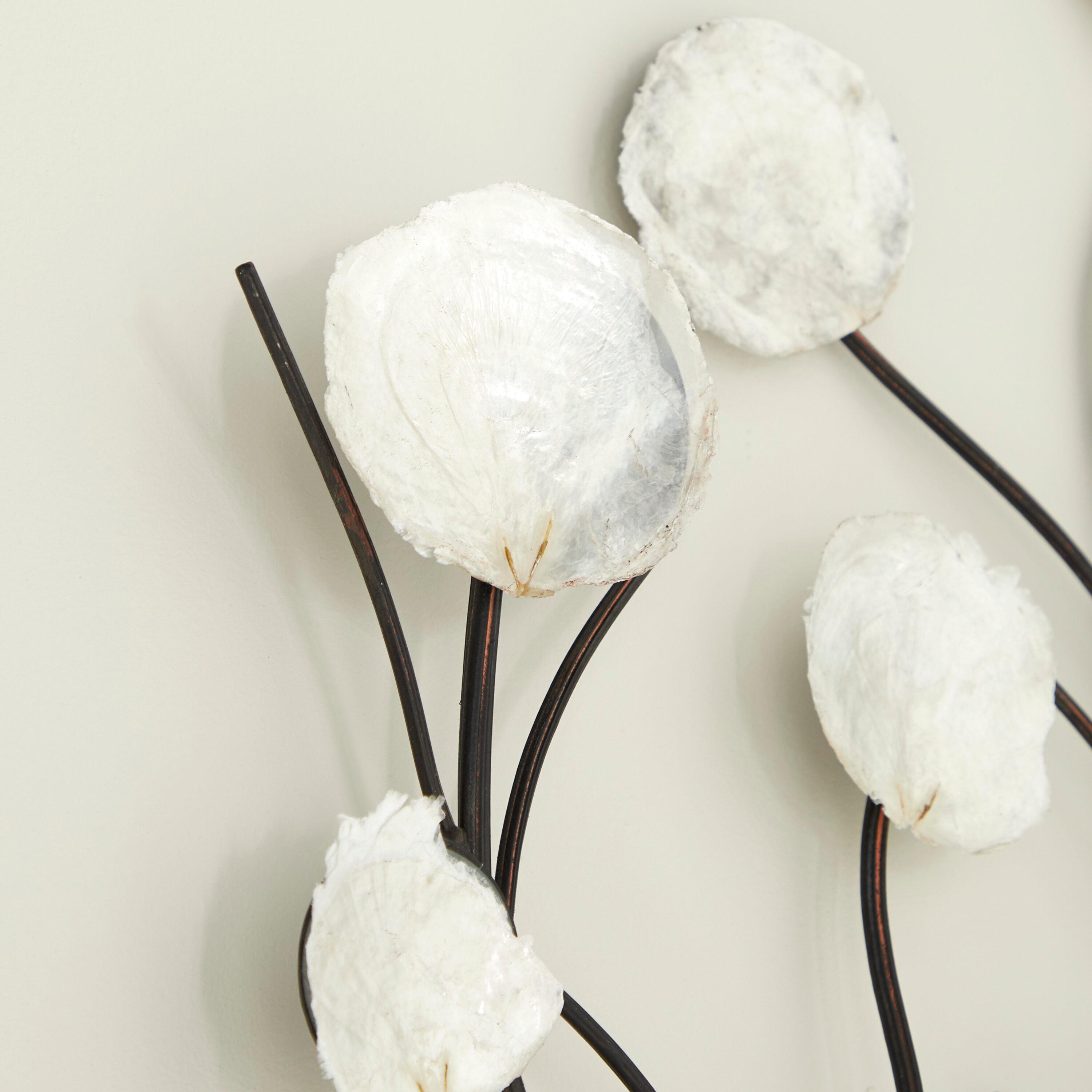 Metal Floral Wall Decor with Capiz Accents White - Olivia & May