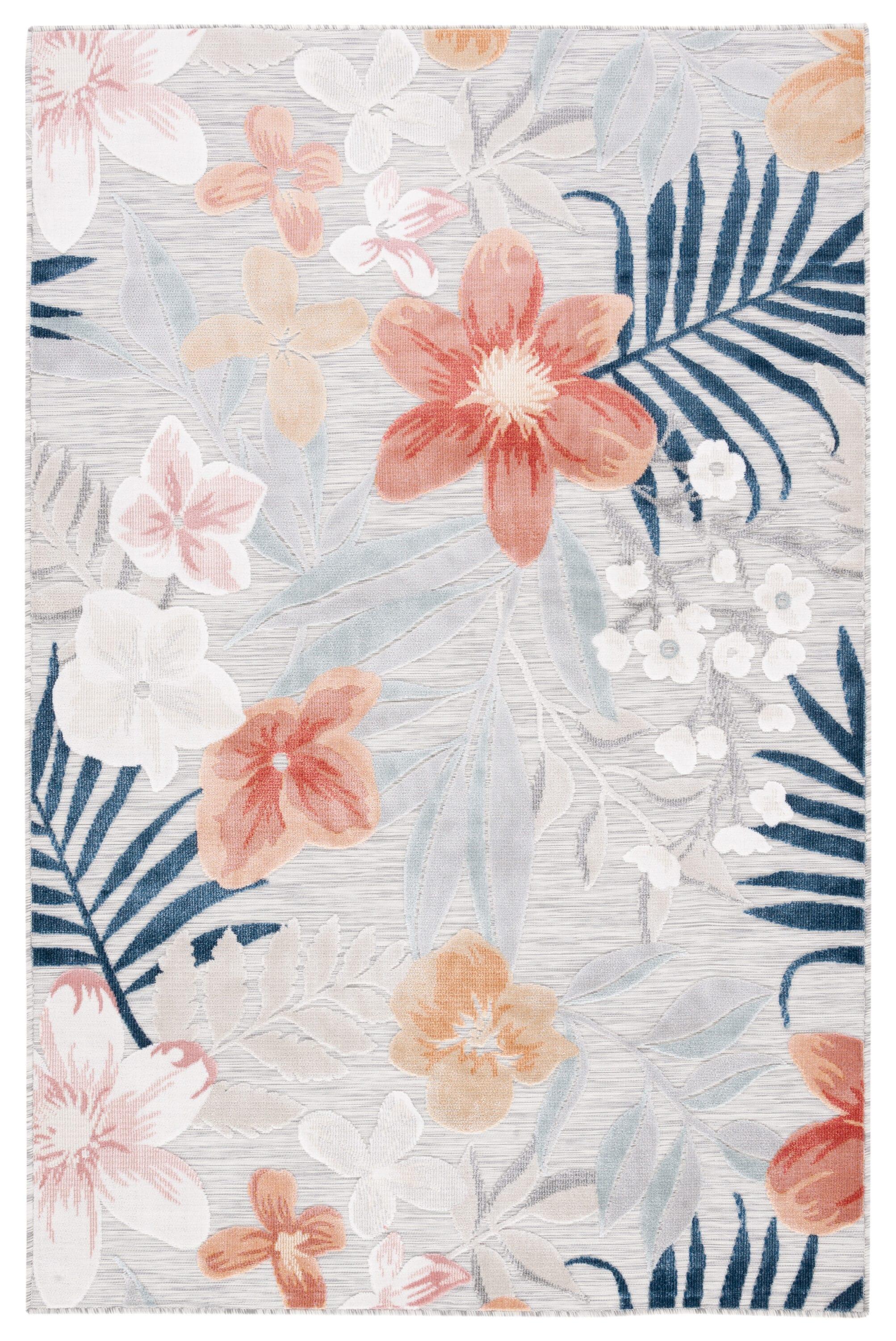 Cabana CBN454 Power Loomed UV Resistant Indoor/Outdoor Area Rug - Grey/Rust - 5'1"x7'6" - Safavieh