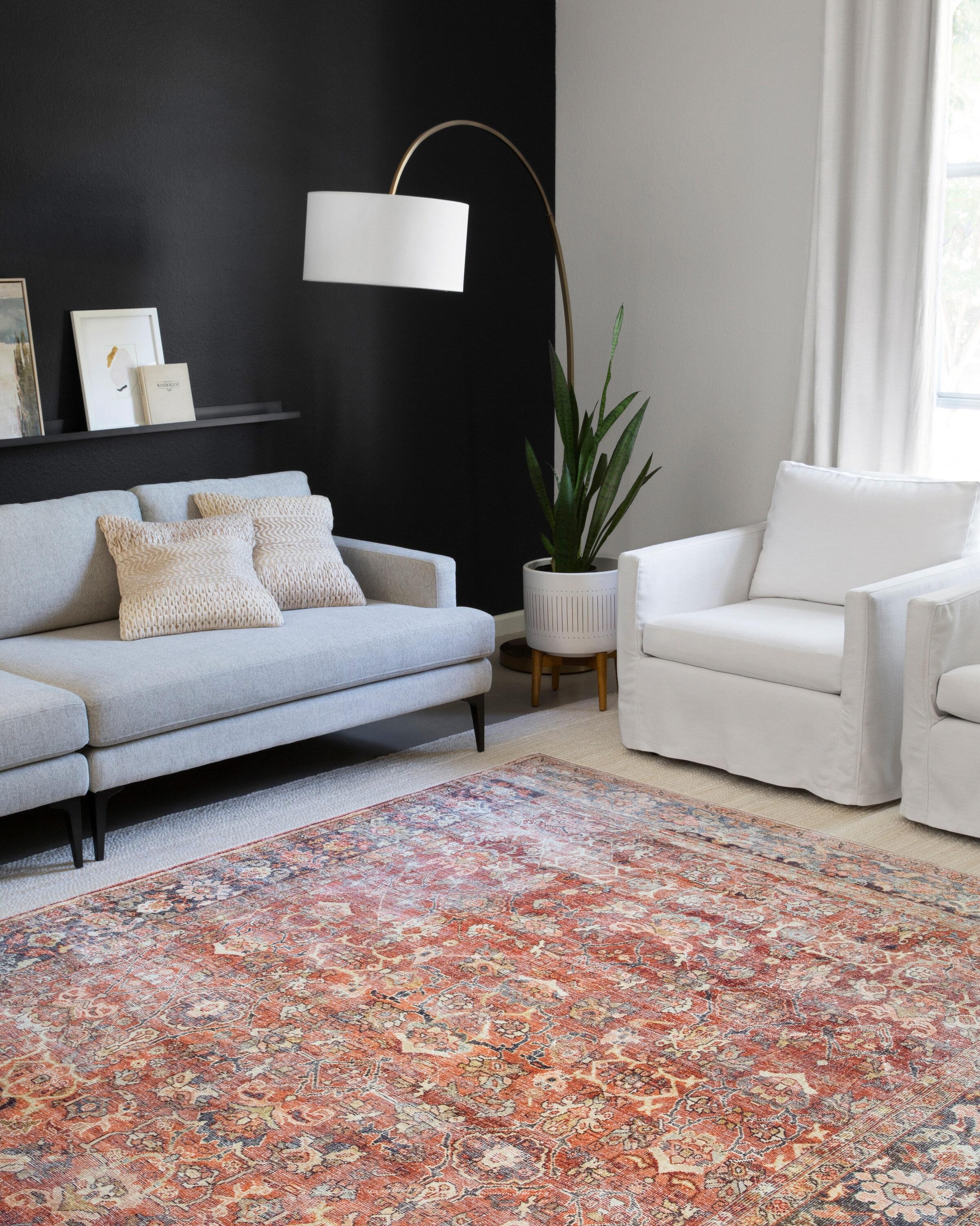 Loloi II Layla Printed Oriental Distressed Spice / Marine Area Rug