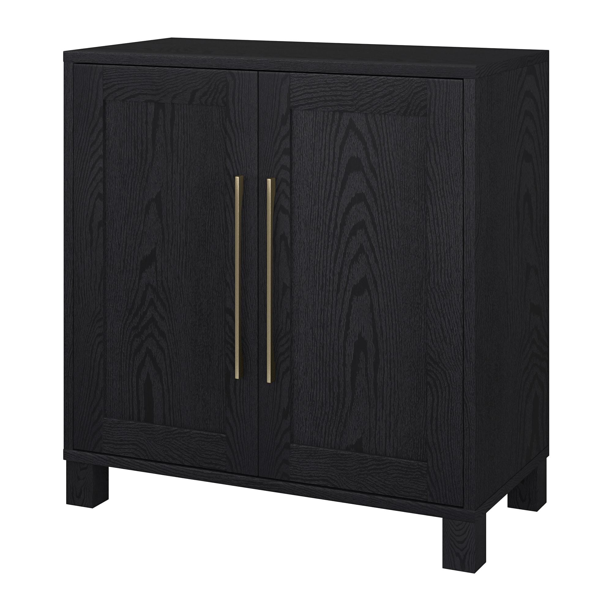 Evelyn&Zoe Chabot 28" Wide Rectangular Accent Cabinet, Black Grain